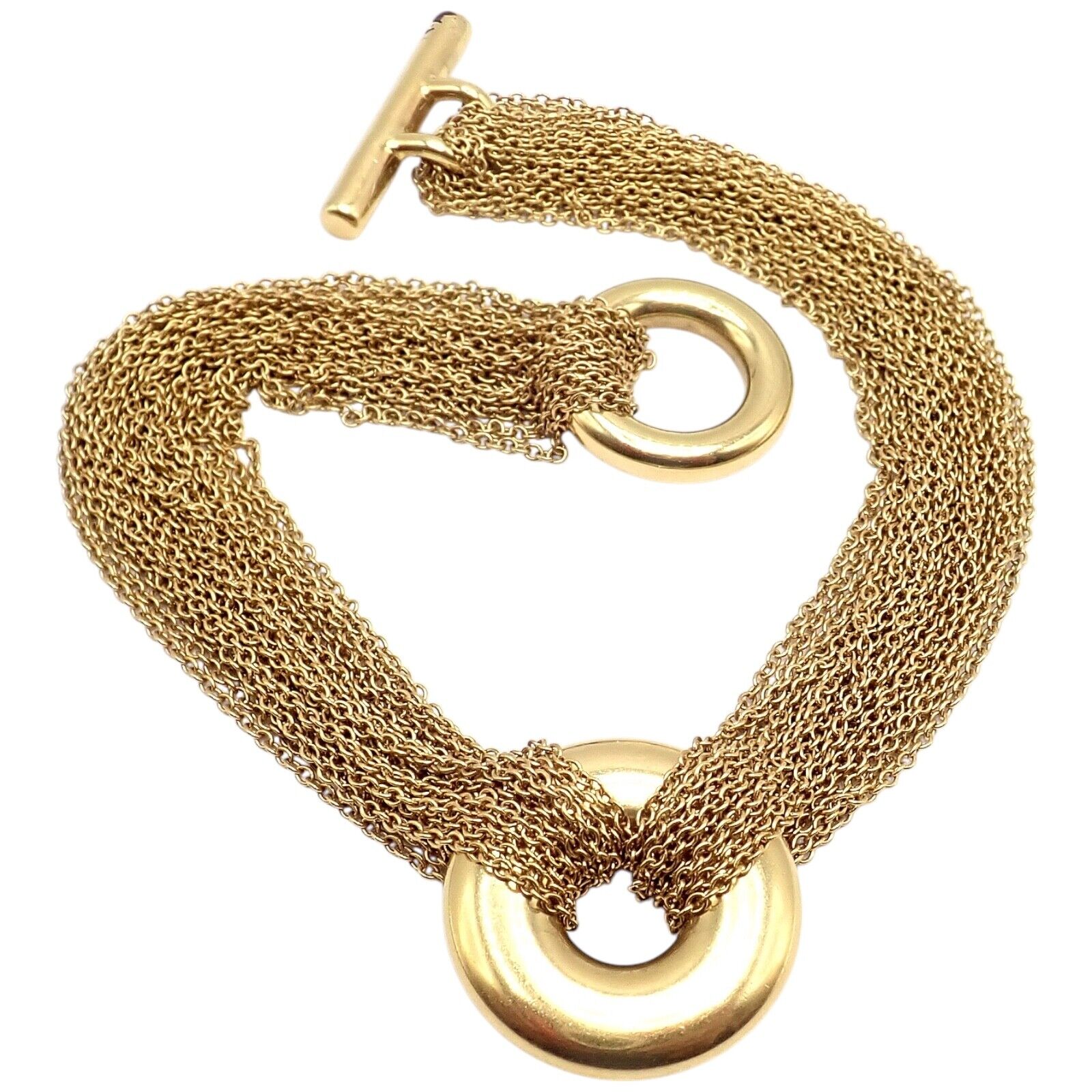 Authentic Tiffany & Co 18k Yellow Gold Multi-Strand Chain Toggle Bracelet - Luxury Jewelry Gift for Women, Perfect for Weddings & Special Occasions