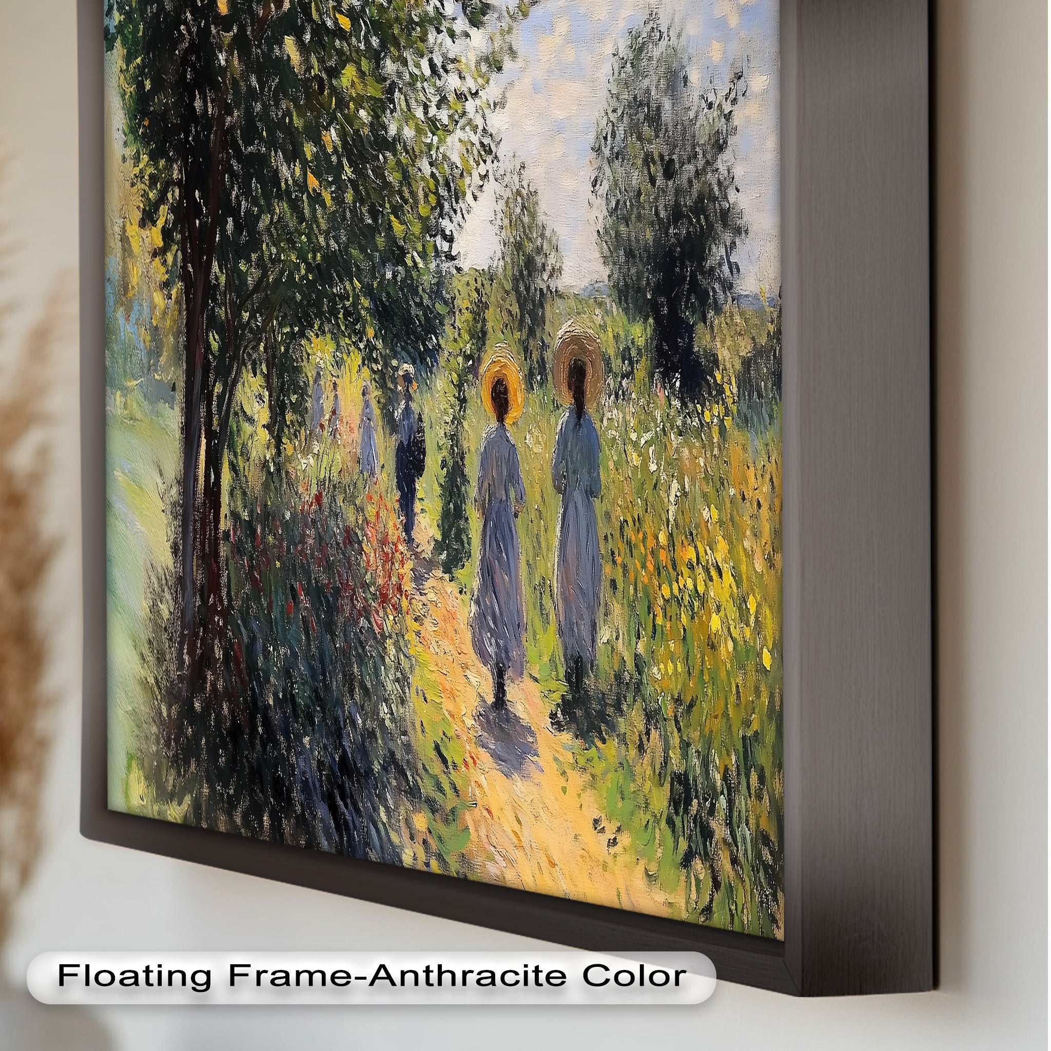 Afternoon Stroll - Sun Dappled Garden Walk Oil Painting Wall Art - Hand Painted Landscape Canvas for Living Room, Bedroom Decor - Perfect Gift for Home & Office