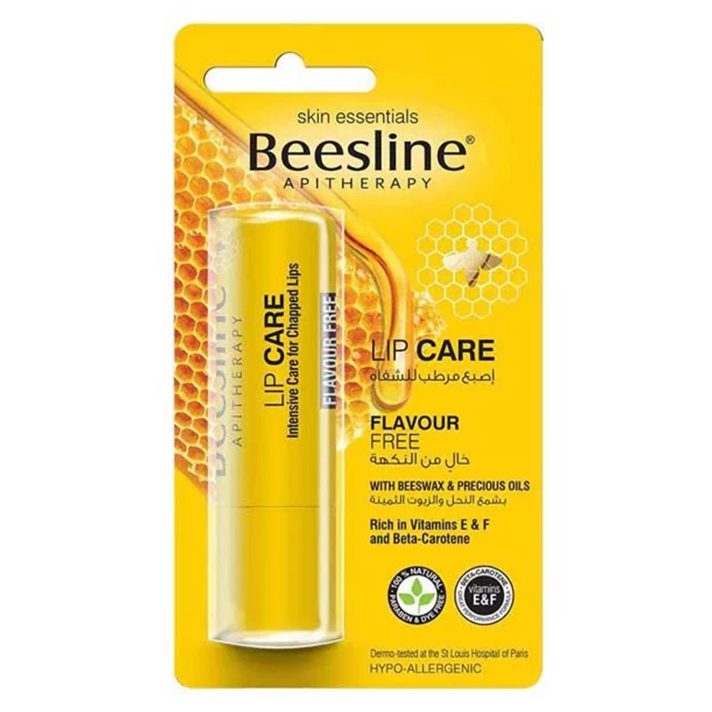 Beesline Apitherapy Lip Balm Stick - Flavor Free 4g - Natural Moisturizing Lip Care for Dry & Chapped Lips - Perfect for Winter, Hiking & Outdoor Activities