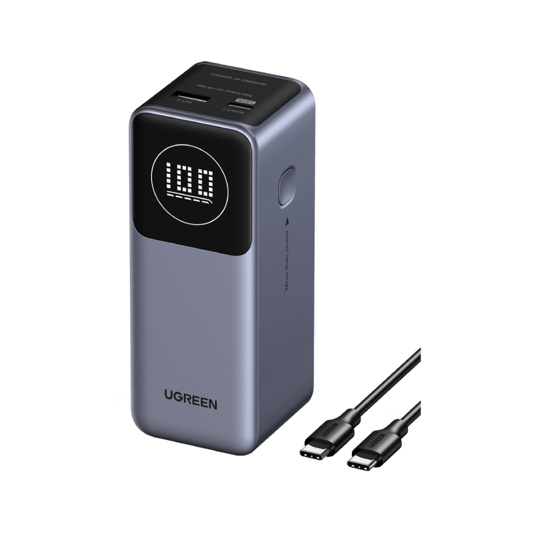 UGREEN Nexode 100W 12000mAh Power Bank with Smart Digital Display - Fast Charging Portable Charger for iPhone, MacBook, iPad, Samsung - Perfect for Travel, Camping & Emergency Power Backup