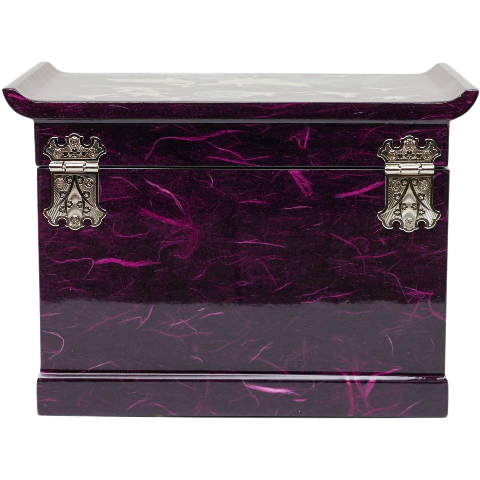 February Mountain Mother of Pearl Wooden Jewelry Organizer Box - Spacious Jewelry Storage for Women with Multiple Drawers | Perfect for Rings, Bracelets, Watches, Necklaces & Accessories | Elegant Home Decor & Gift Idea (Crane Purple)