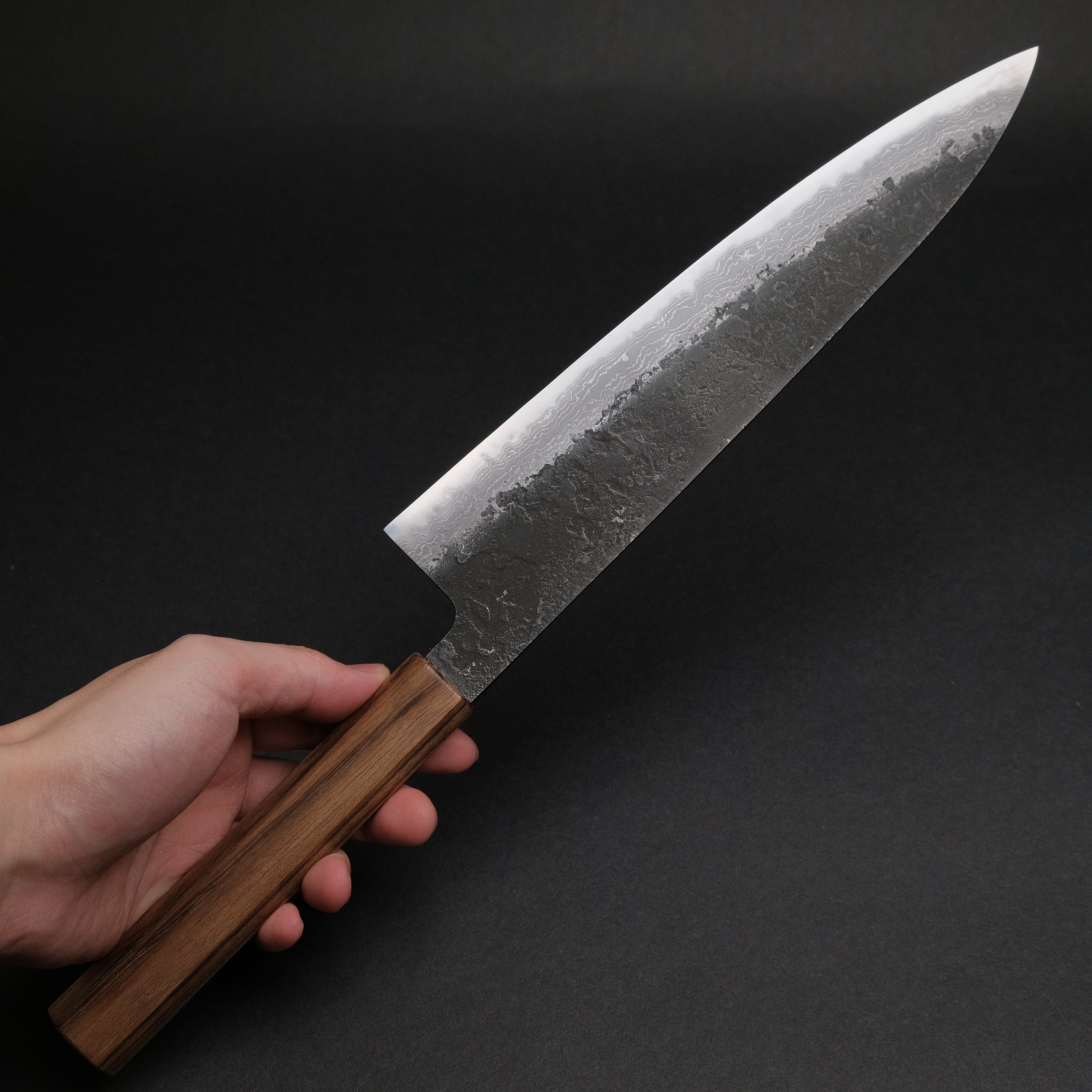 Premium Ajikataya White #2 Nashiji Damascus Gyuto 240mm Japanese Chef Knife with Octagonal Magnolia Handle (#39) - Perfect for Sushi, Meat Slicing & Professional Kitchen Use