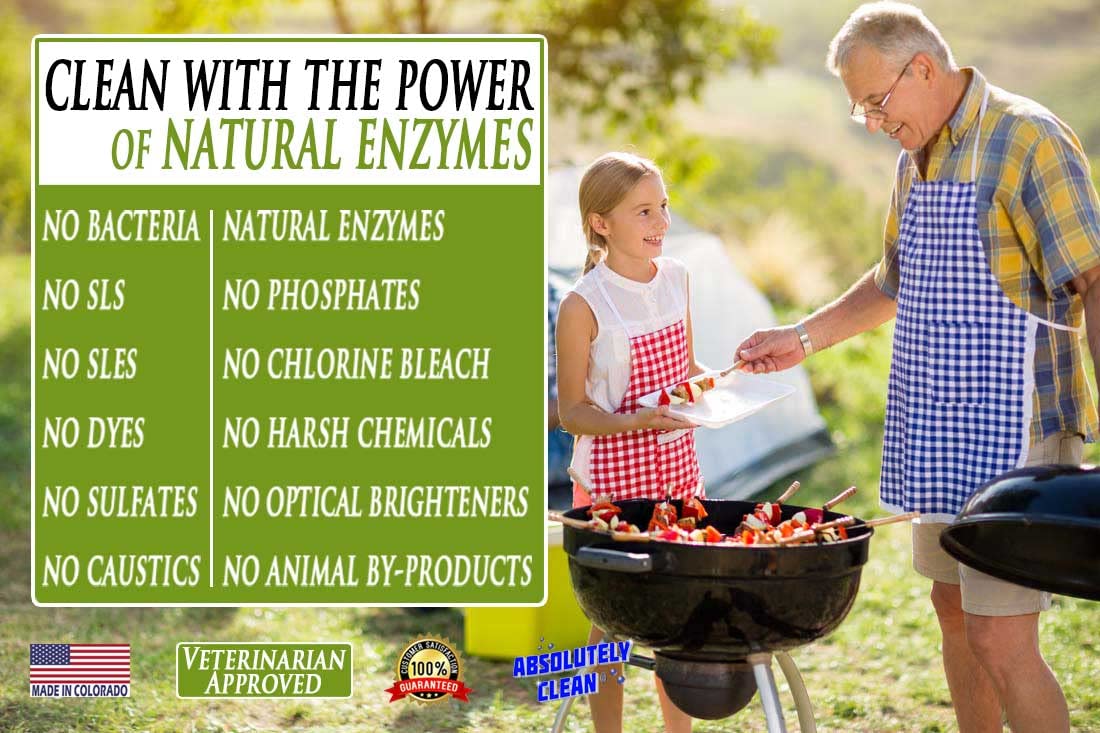 Professional Strength Grill Cleaner Spray - Fast Acting, Natural Enzyme Formula, Fume Free - Made in USA (32oz) - Perfect for BBQ Grills, Outdoor Cooking & Camping Gear Cleaning