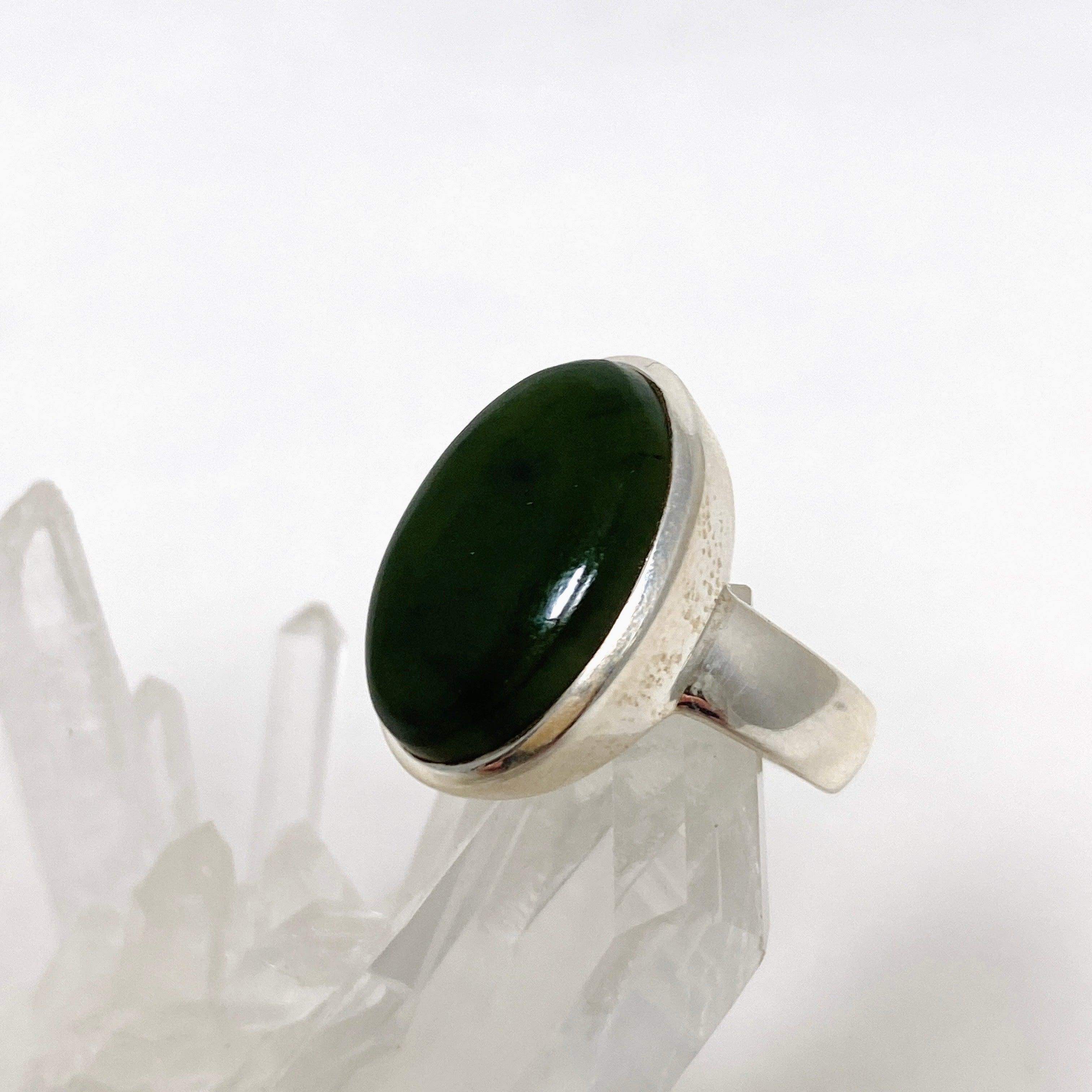 Siberian Jade Nephrite Oval Ring - Size 7.5 PRGJ411 - Elegant Jewelry for Women, Perfect Gift for Anniversary, Birthday & Special Occasions