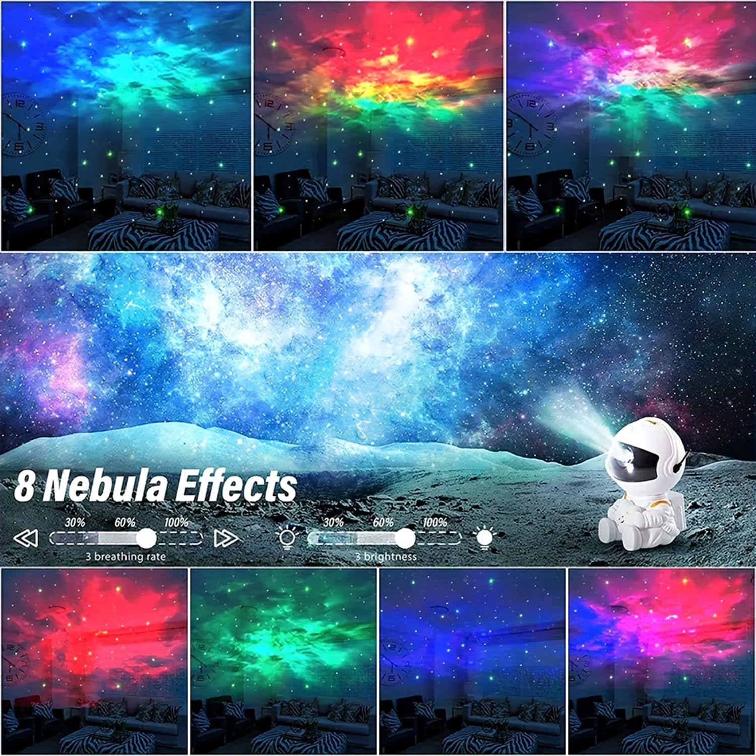 Astronaut Star Projector Galaxy Light - 8 Modes with Remote Control, 270° Adjustable LED Night Light for Kids Bedroom, Girls Room Decor, Home Theater & Ceiling Projection | White Space Themed Night Light for Relaxation, Meditation & Sleep Aid