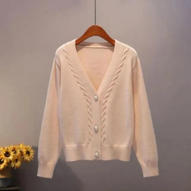 Women's V-Neck Cardigan Sweater - Soft & Stylish Knit Pullover for Casual Wear, Office & Layering