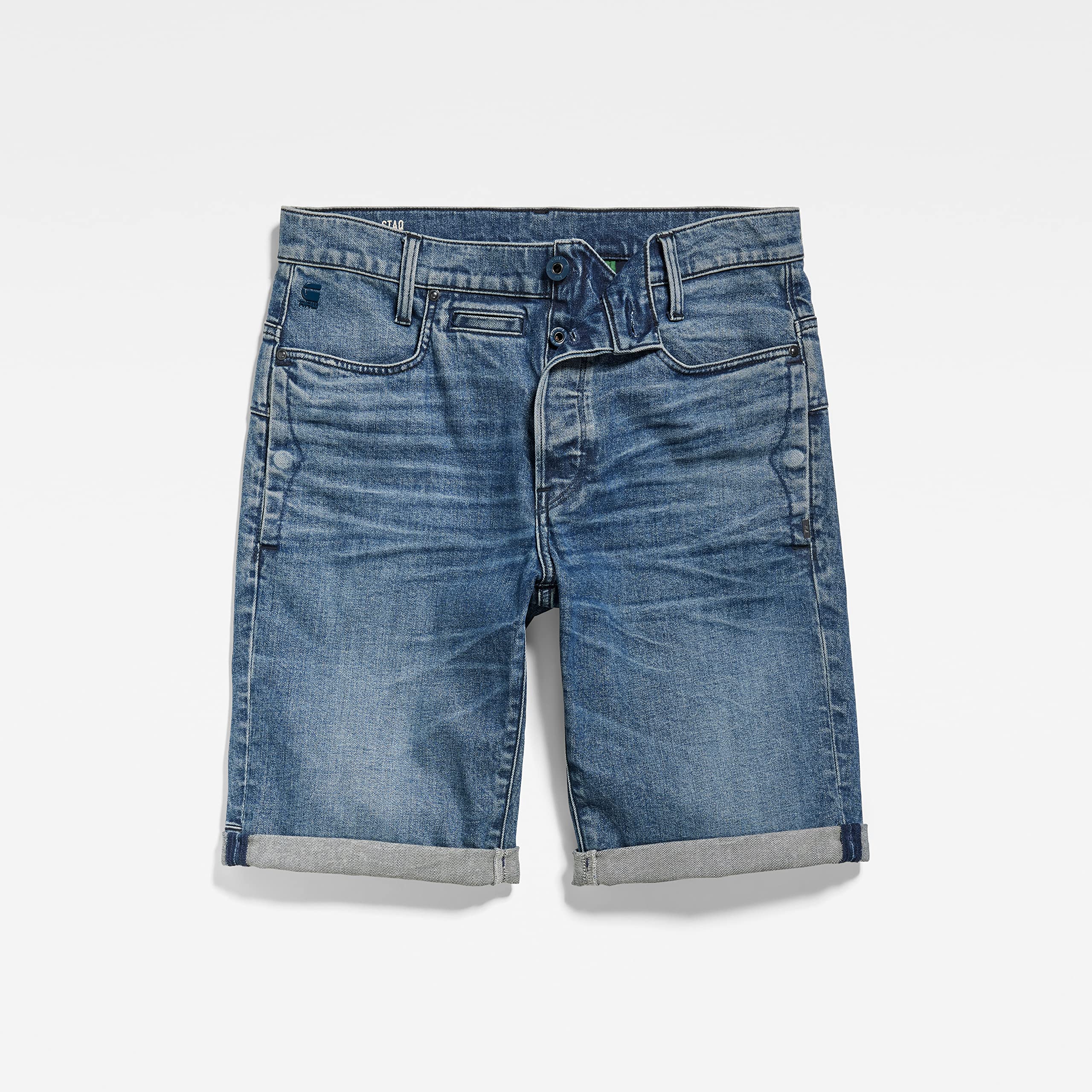 G-STAR Men's D-STAQ 3D Straight Fit Denim Shorts | Classic Blue Jeans Shorts for Men | Casual Summer Wear, Street Style & Outdoor Activities