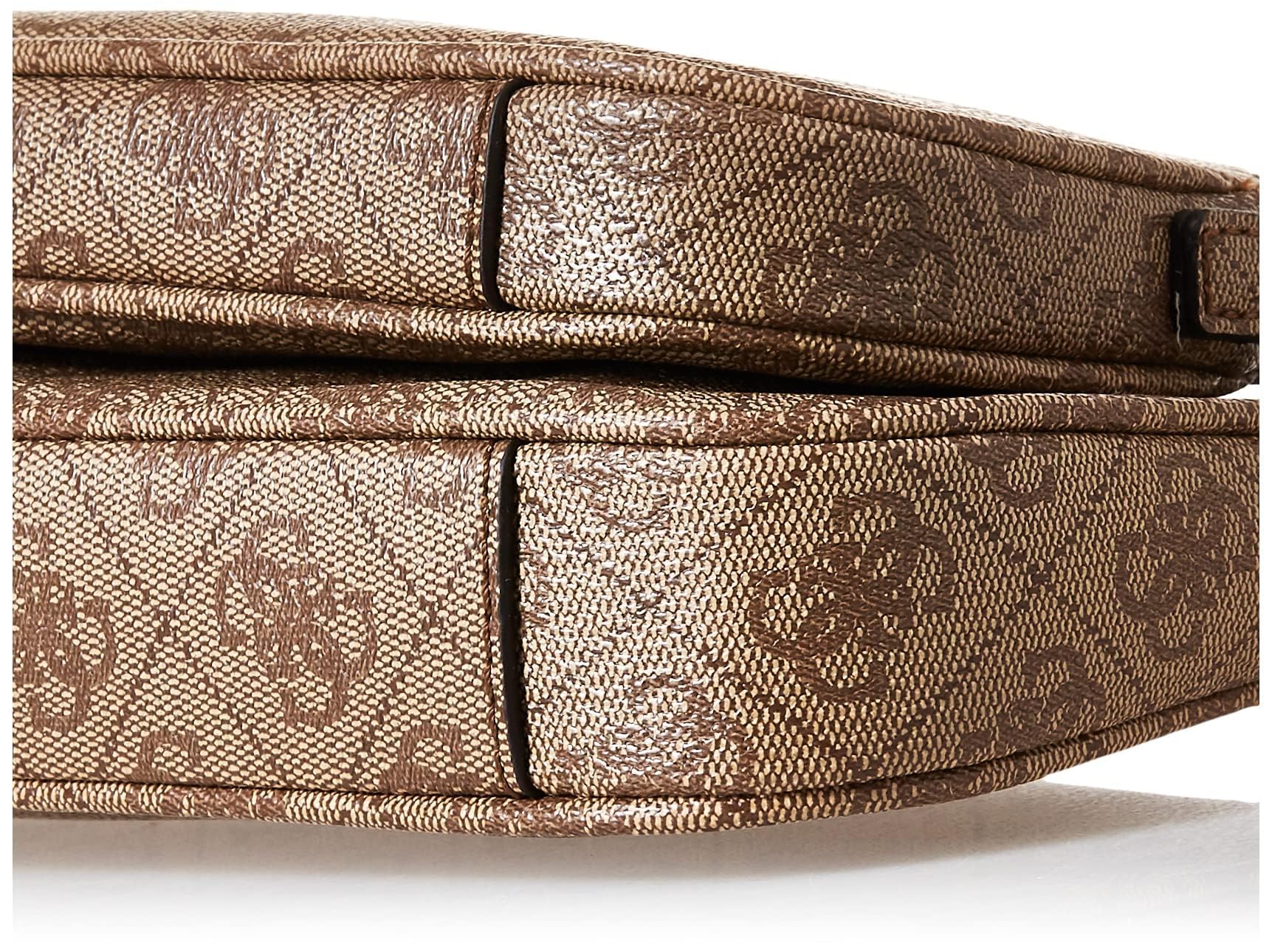 GUESS Noelle Double Pouch Crossbody Bag for Women - Latte Logo Print, Stylish Leather Shoulder Purse for Daily Use, Work, Travel and Date Night