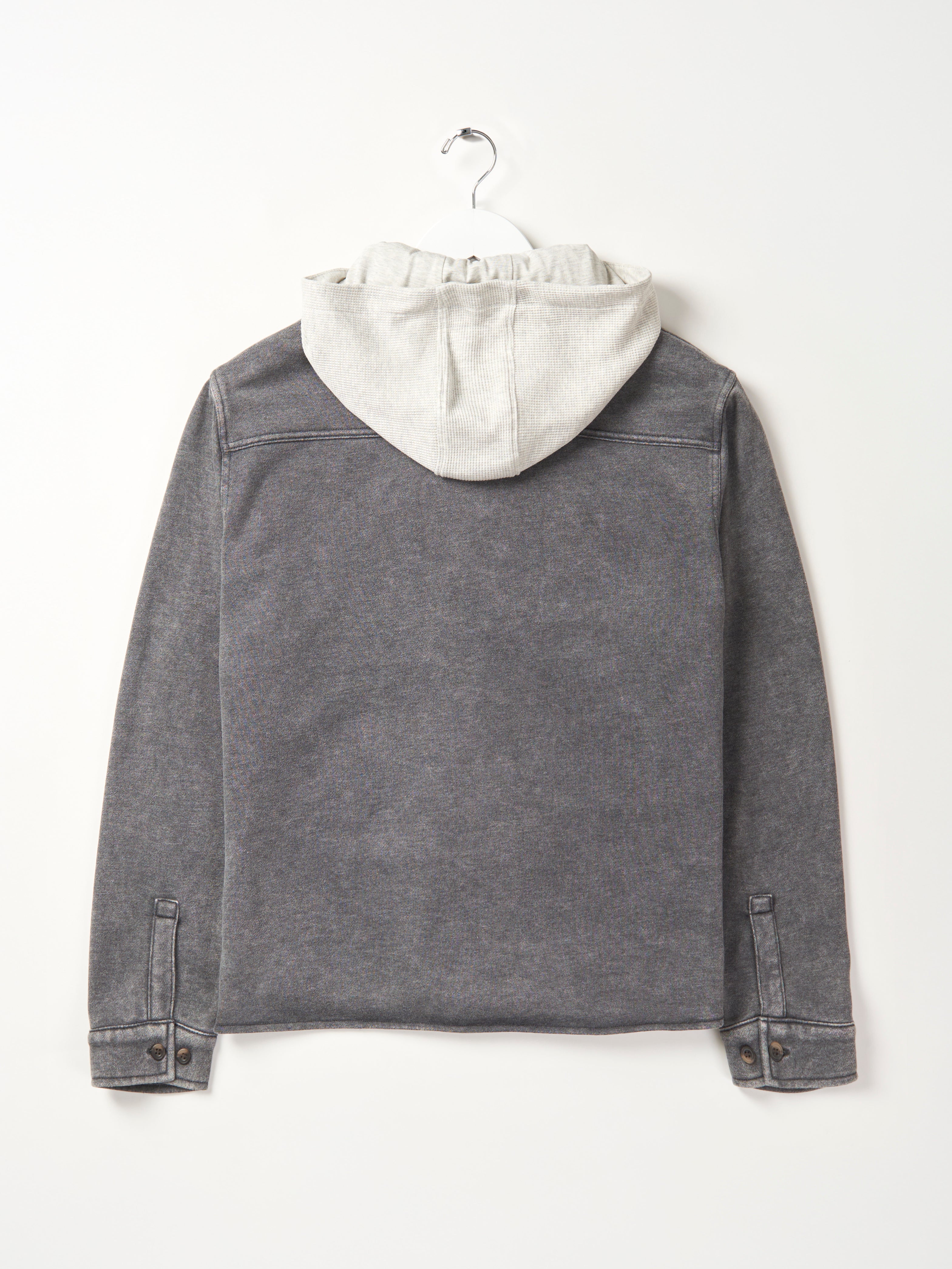 Lightweight Hooded Shacket for Men & Women - Charcoal Wash | Casual Outerwear for Fall & Winter Layering