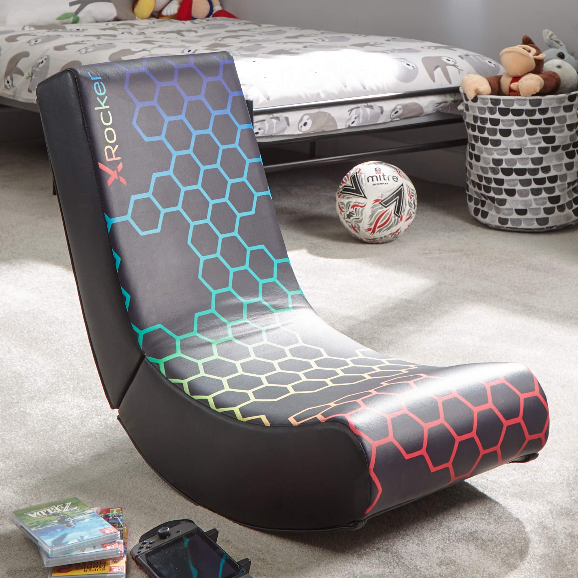 X-Rocker Officially Licensed Nintendo Super Mario Bros Video Gaming Chair - Joy Collection, Neo Hex, Multicolor - Perfect for Gaming, Movie Nights & Relaxing in Bedroom or Living Room