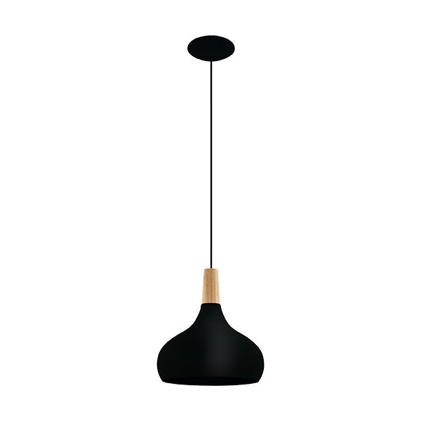 Eglo Sabinar ES 28cm Black Pendant Light - Modern Hanging Fixture for Kitchen Island, Dining Room & Bedroom Lighting