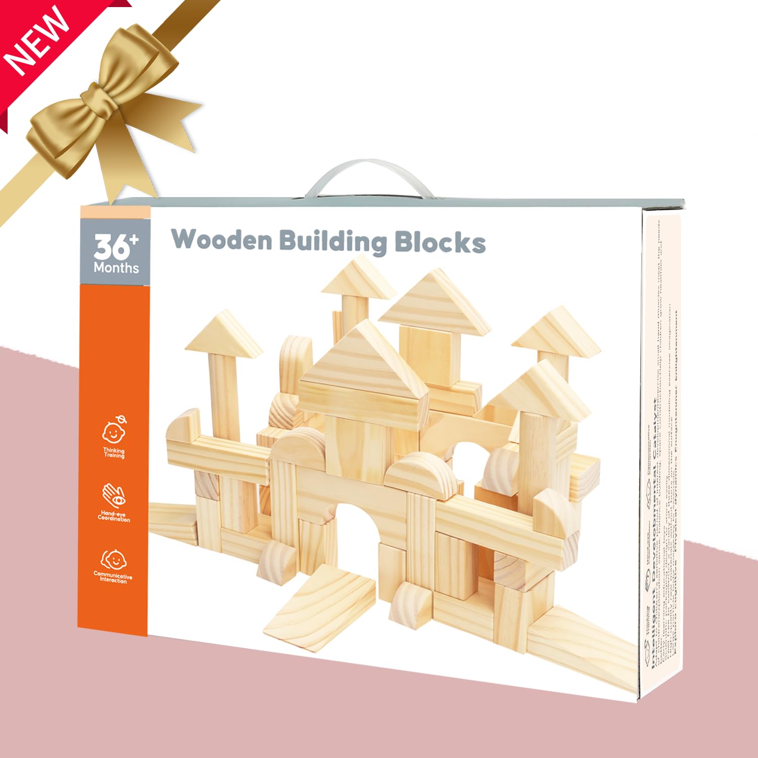 Large Wooden Building Blocks Set - Educational Preschool Learning Toys with Storage Box, STEM Stacking Toys for Toddlers Ages 3+ | Perfect for Classroom, Birthday Gifts & Creative Play