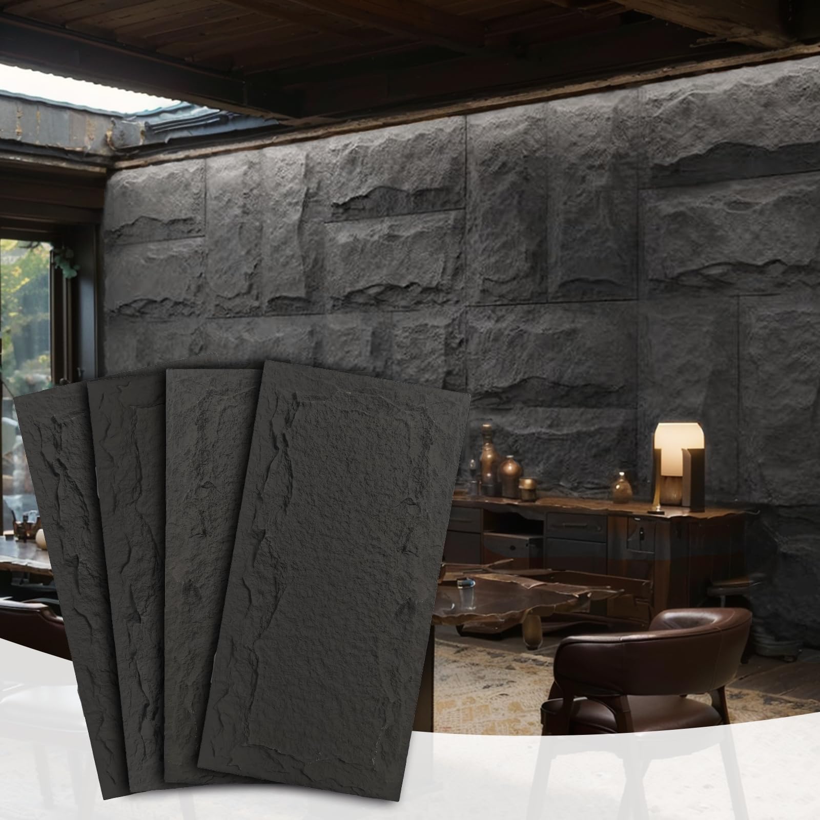 3D Stone Wall Panels - 4-Pack PU Wall Panels 23.6