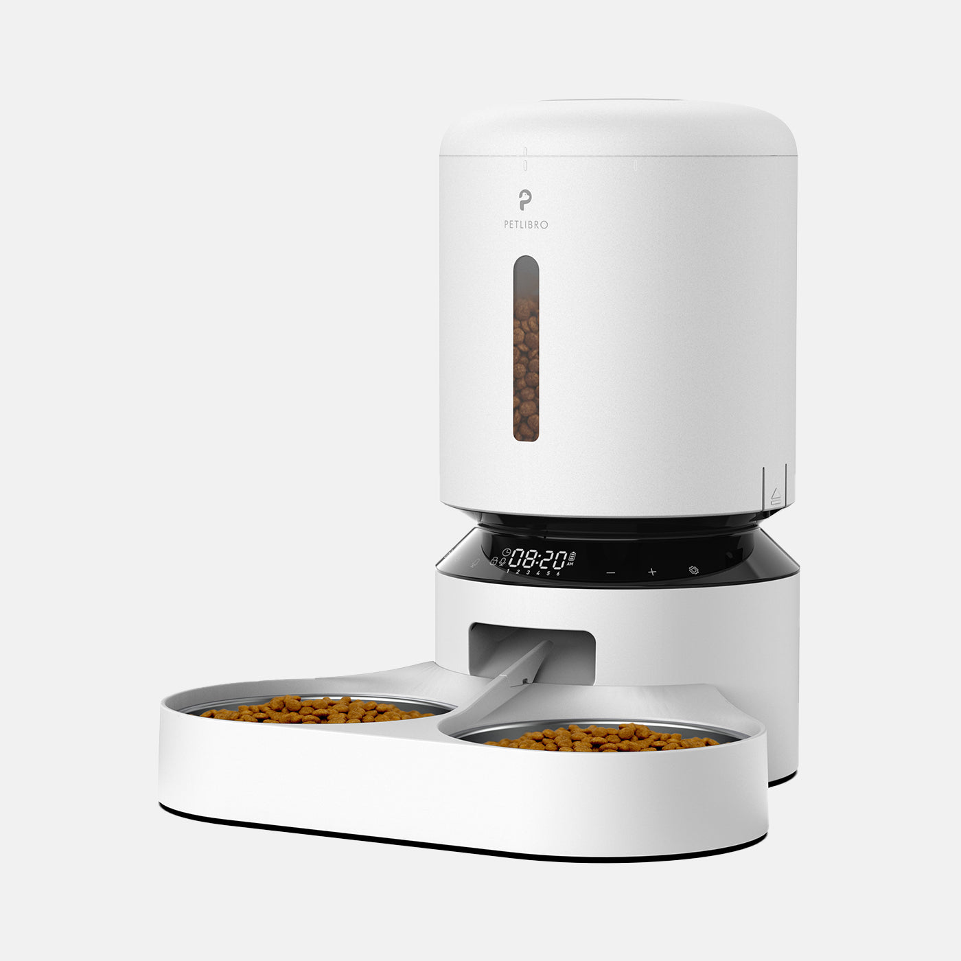 Automatic 5L Dual Tray Pet Feeder for Cats & Dogs - White Granary Design - Perfect for Home, Office & Travel Use