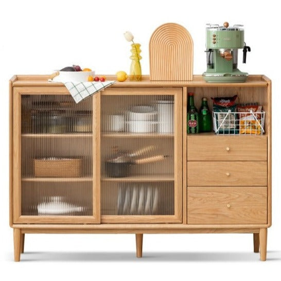 Premium Solid Wood Sideboard with Sliding Doors - Oak, Ash, Black Walnut & Cherry Options - Perfect for Dining Room Storage & Living Room Organization