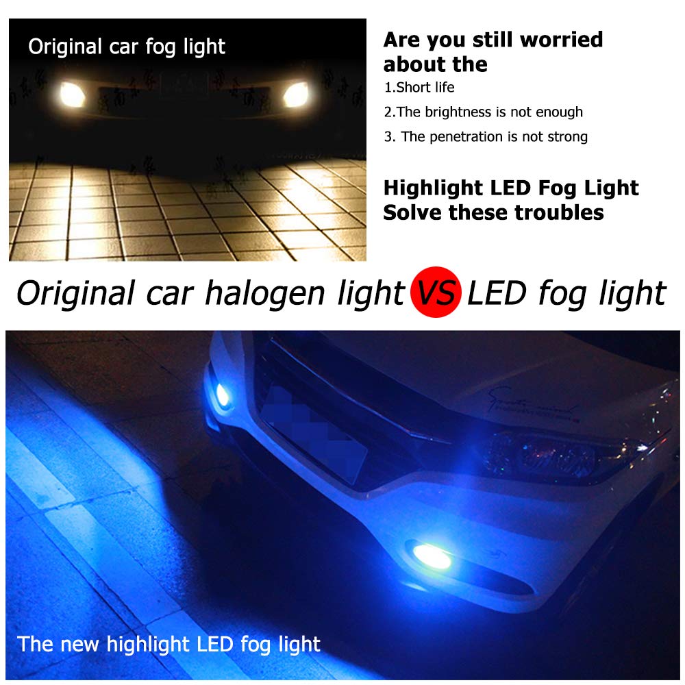 Super Bright Blue H3 LED Fog Light Bulbs - High Power 30-4014SMD, 12V DC Replacement for Cars & Trucks (2-Pack) - Perfect for Off-Roading, Night Driving & Foggy Conditions