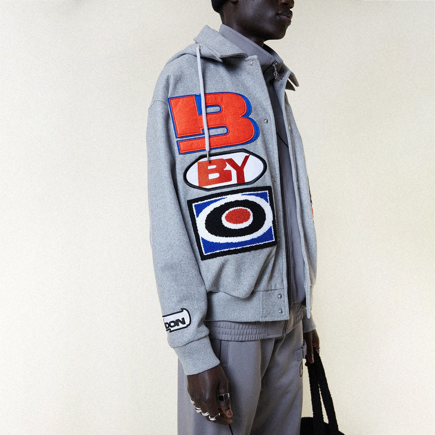 Moto Sticker Bomber Varsity Jacket for Men & Women - Retro Biker Style Leather Sleeves Windbreaker - Perfect for Motorcycle Riding, Casual Outfits & Streetwear Fashion
