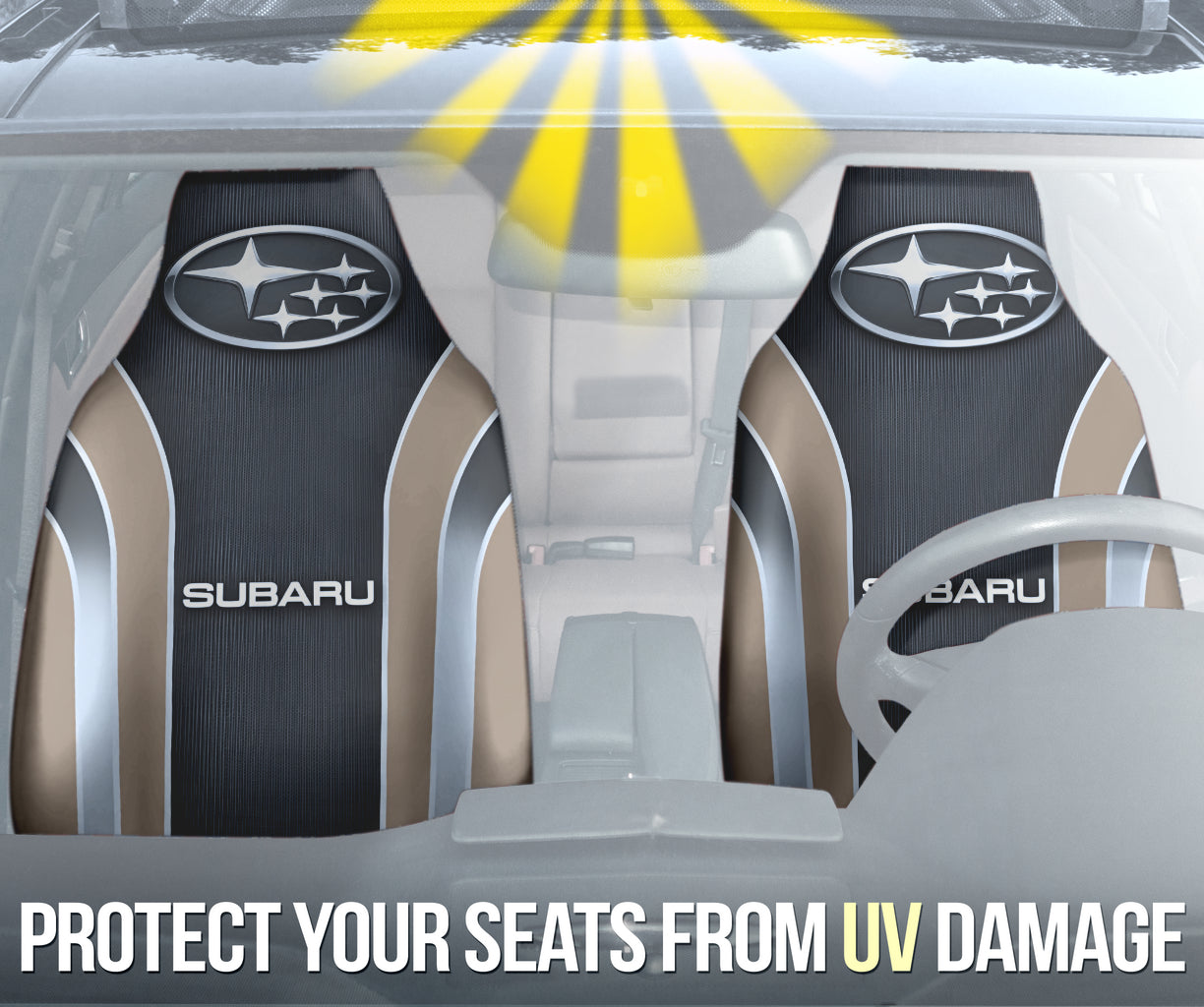 Premium Beige Subaru Car Seat Covers - Universal Fit for Most Subaru Models - Waterproof & Comfortable for Daily Commute, Road Trips & Outdoor Adventures