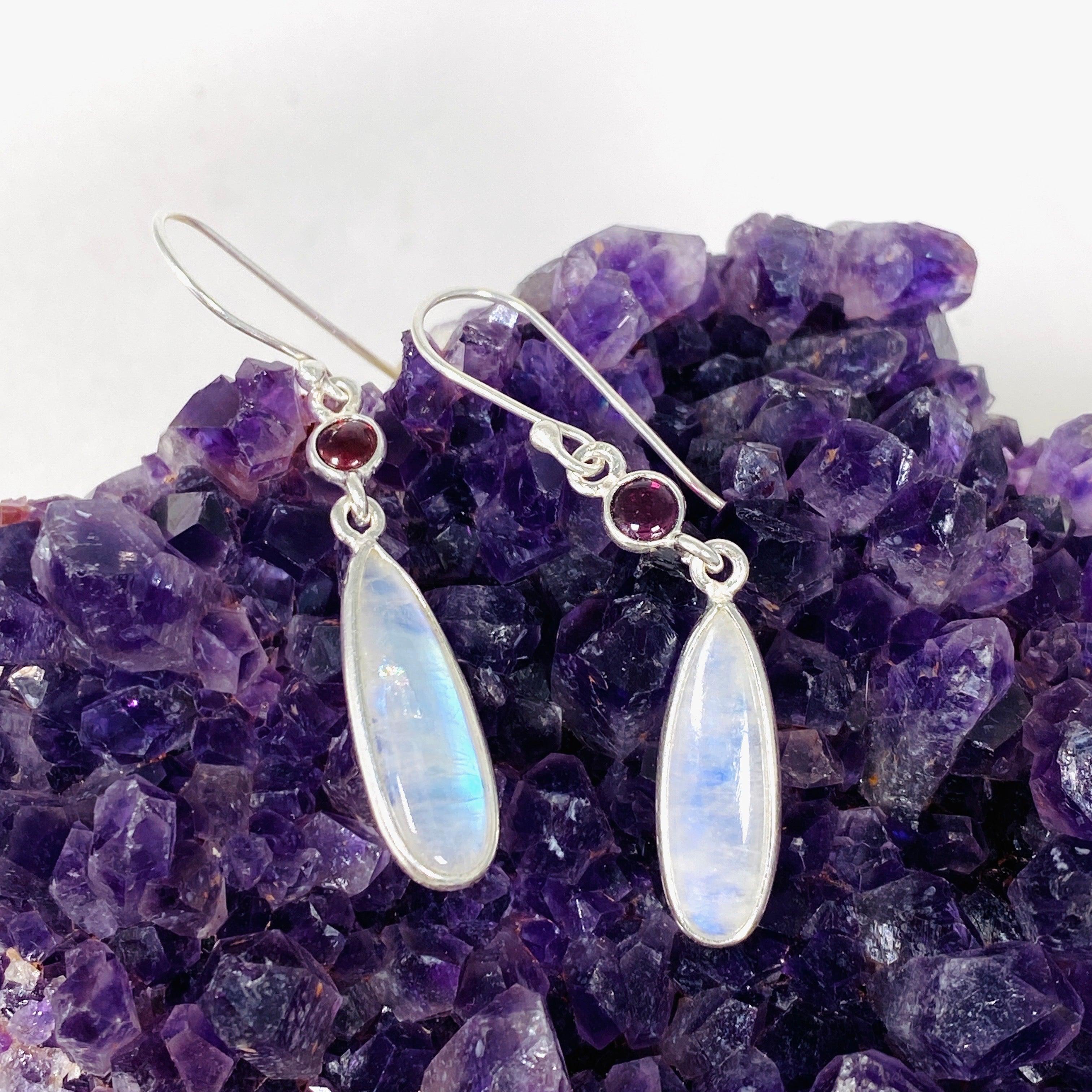 Moonstone Multi Stone Teardrop Earrings KEGJ1403 - Elegant Dangle Jewelry for Women, Perfect for Weddings, Parties & Special Occasions