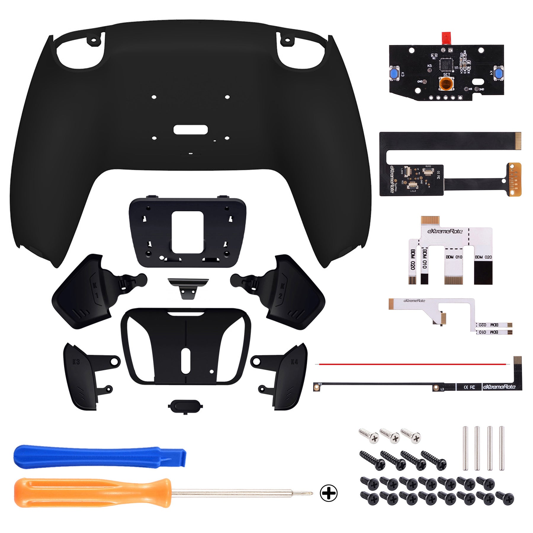 eXtremeRate Remappable RISE4 Remap Kit for PS5 Controller BDM-010/020 - Black | Customizable Back Buttons for Gaming | Perfect for FPS, Racing & Competitive Play