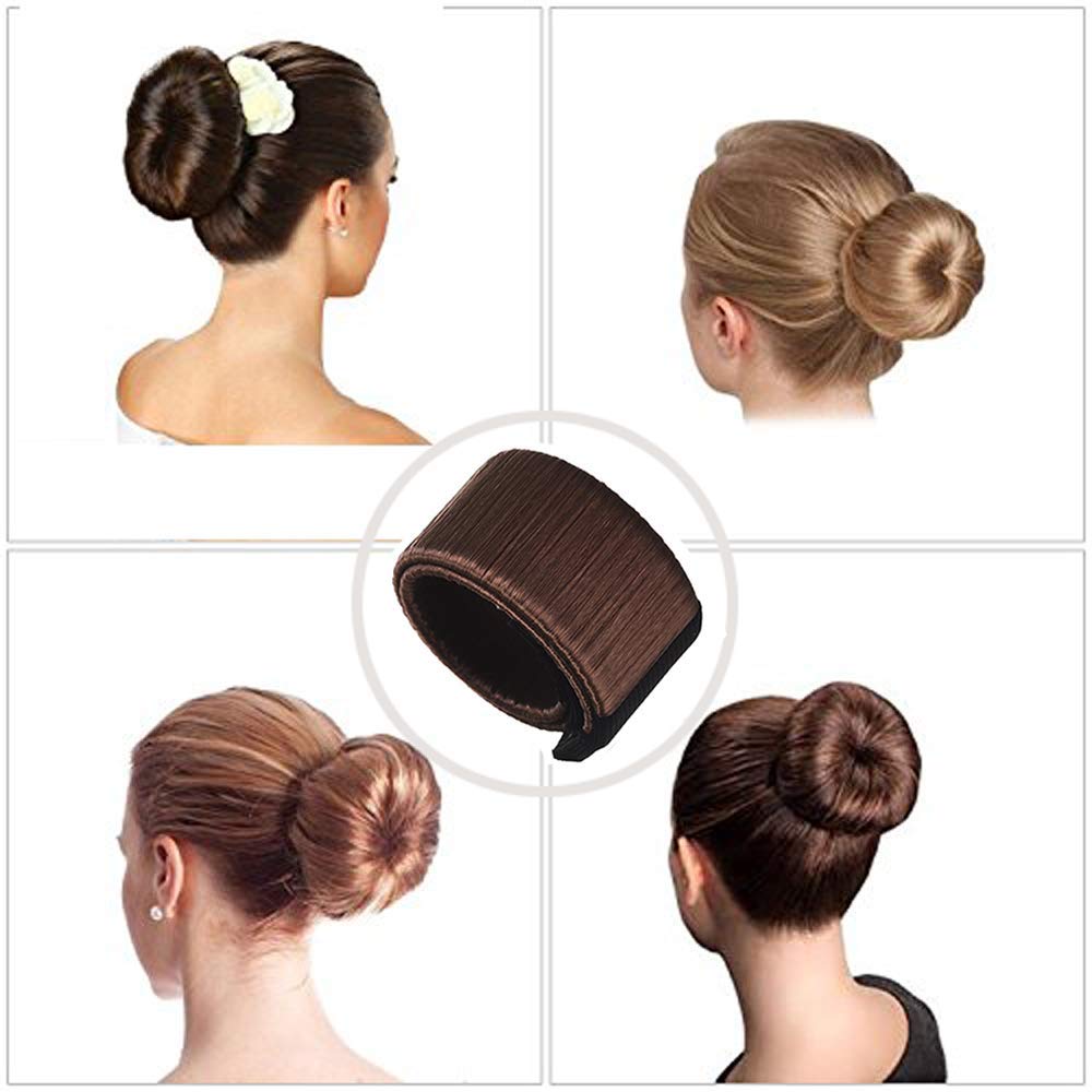 3 Pack Magic Bun Makers - Hair Donut for Perfect Buns - DIY Hair Styling Tool for Women & Girls - Ideal for Ballet, Wedding, Yoga, Dance & Party - Brown (Great for Updos, Formal Events & Everyday Hairstyles)