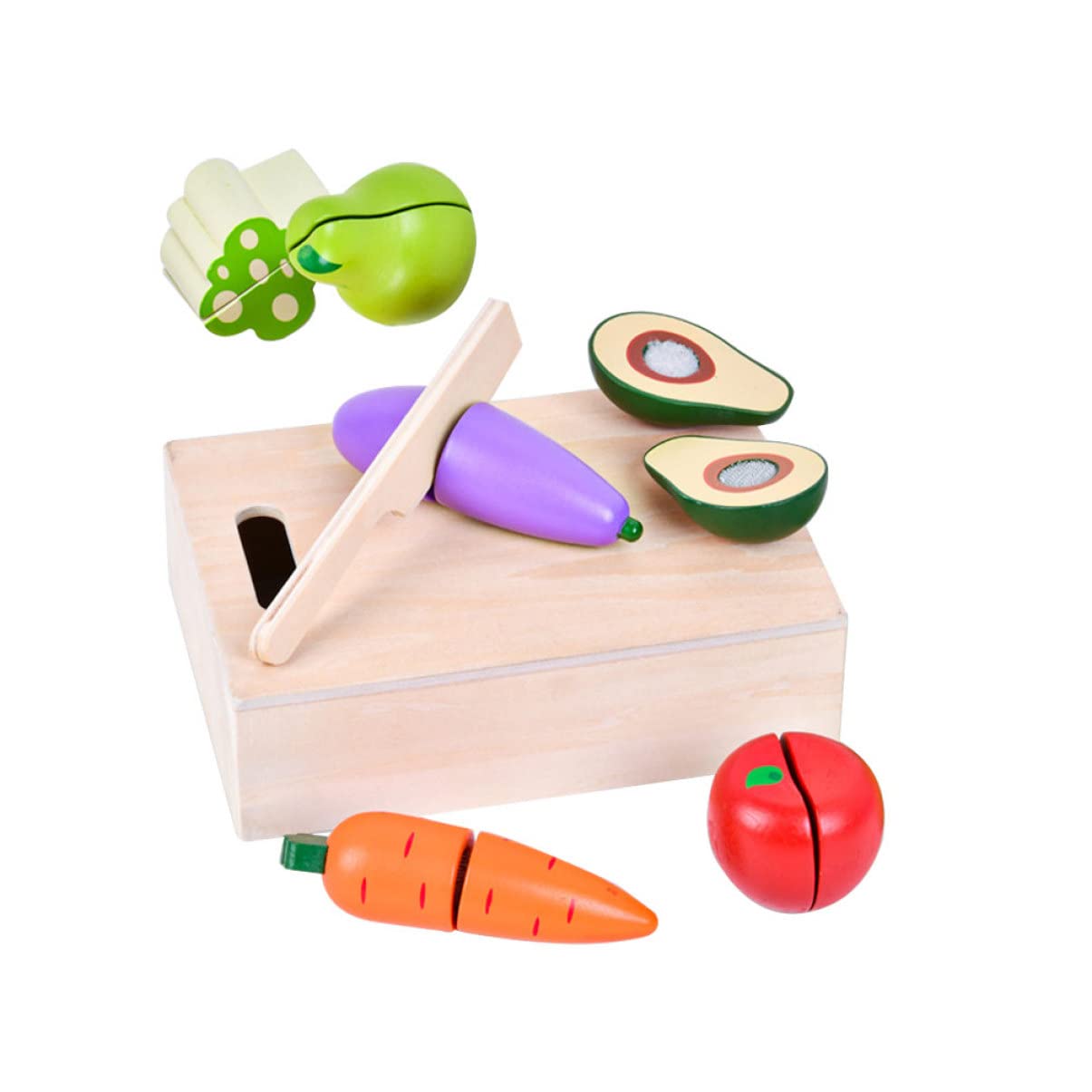Wooden Pretend Play Food Toy Set - 1 Set Kitchen Cutting Fruits & Vegetables for Toddlers - Pretend Play Kitchen Toys for Girls & Boys - Perfect for Role Play, Learning & Imaginative Fun