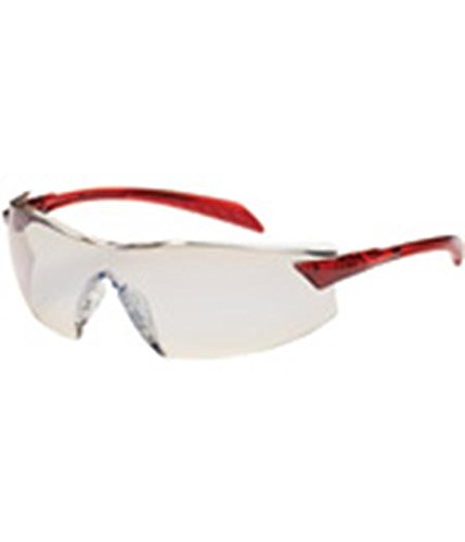 Radar 250-45-1226 Rimless Safety Glasses with Red Temple, I/O Blue Lens, Anti-Scratch & Anti-Fog Coating - Protective Eyewear for Construction, Lab Work & Outdoor Activities