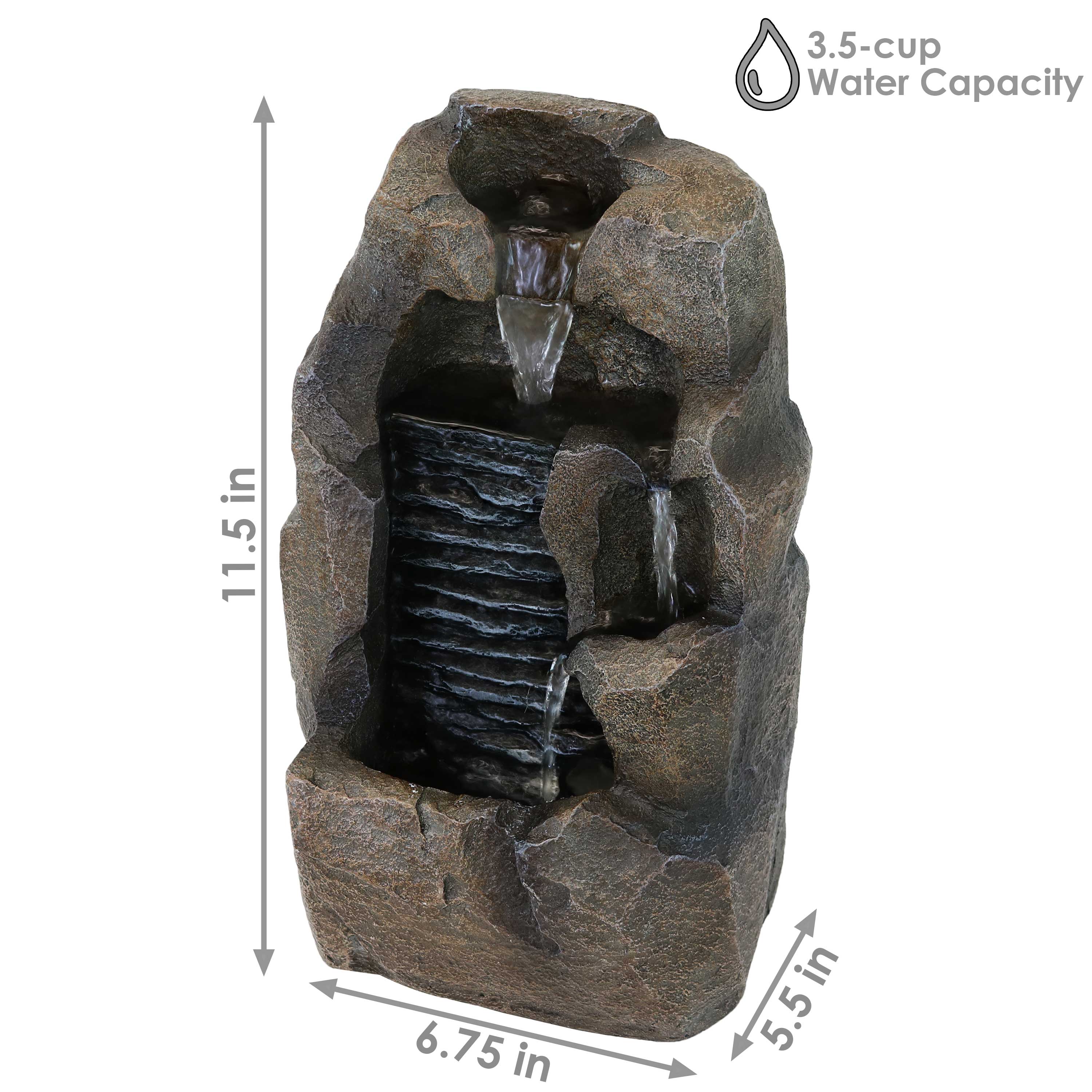 Sunnydaze Stony Rock Waterfall Indoor Tabletop Fountain - Relaxing Zen Decor for Home, Office & Meditation Spaces | 11