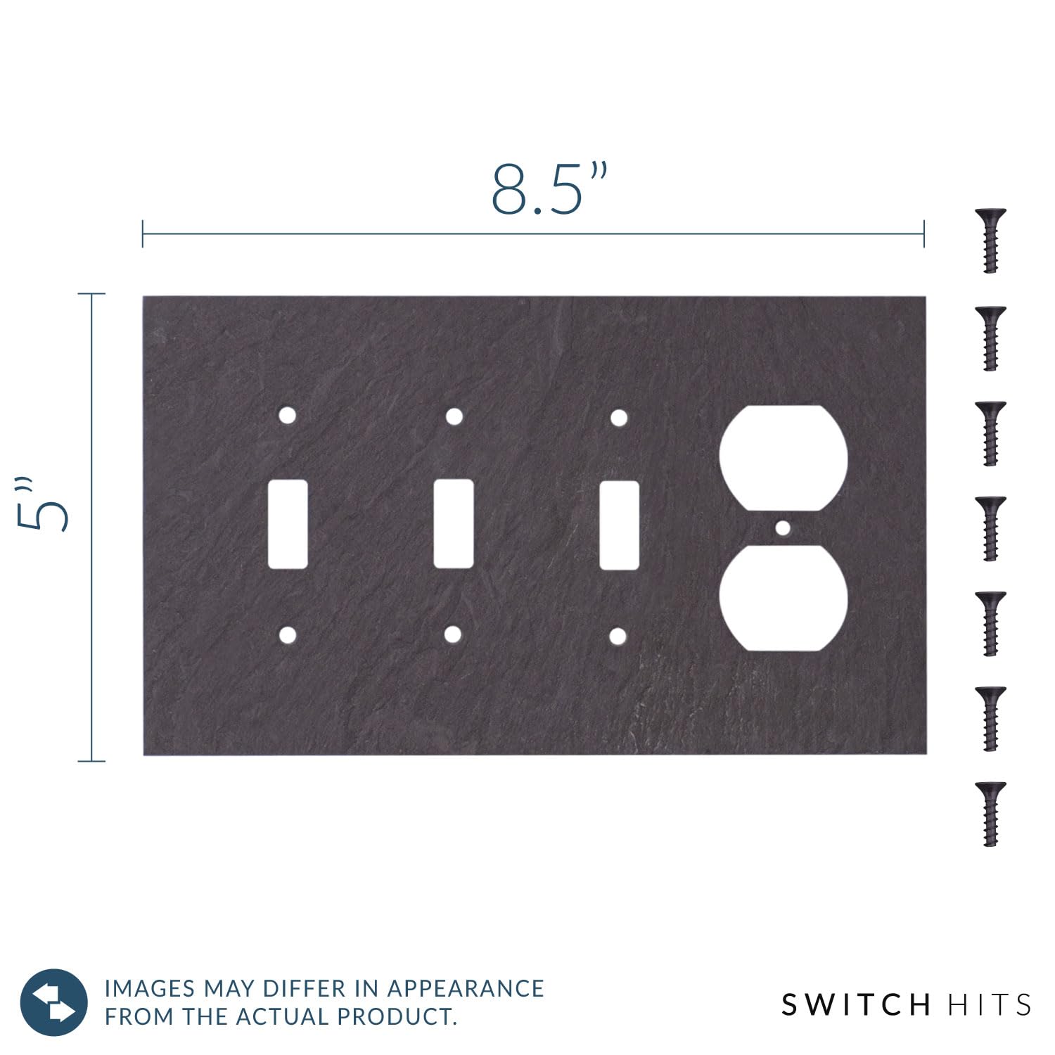 Decorative Vermont Slate Purple Electrical Switch Plate - 4 Gang Outlet Wall Plate (8.5” W x 5” H) | Light Switch Cover & Duplex Receptacle Faceplate for Home, Office & Commercial Use