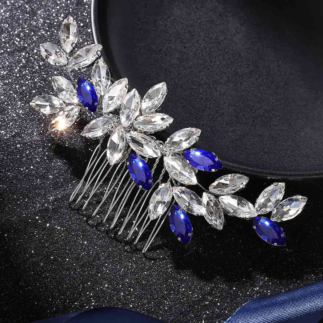 Latious Crystal Wedding Hair Comb - Blue Rhinestone Bridal Hair Clip with Silver Gem Hairpiece for Women & Girls | Perfect for Bridal Showers, Weddings, Prom & Special Occasions