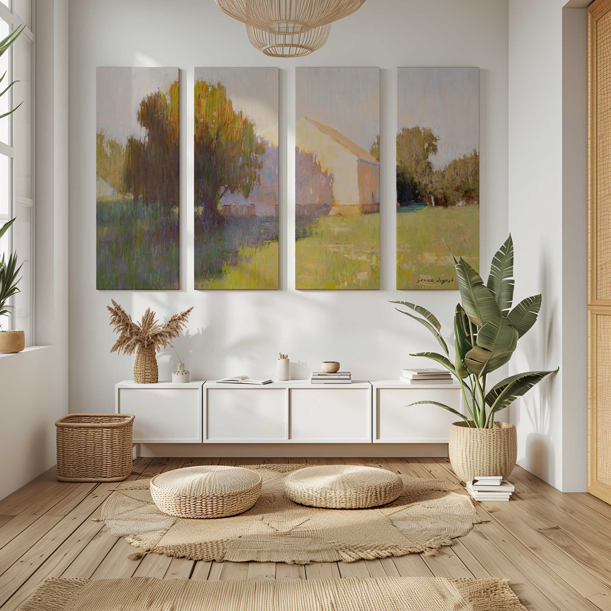 Dawn's Rustic Awakening - Large Canvas Wall Art Print for Living Room, Bedroom & Office Decor | Nature Landscape Painting | Home & Interior Design