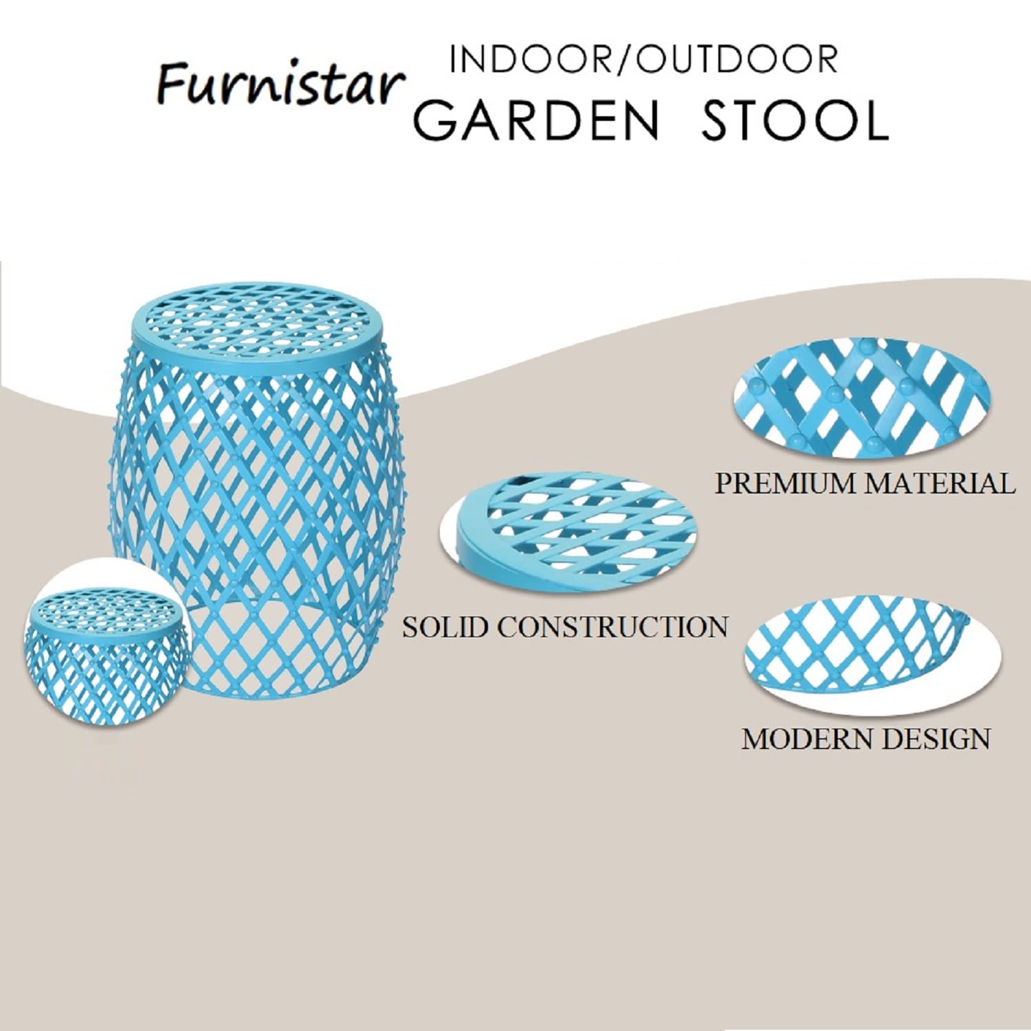 Furnistar Modern 15-inch Light Blue End Table - Accent Table, Side Table or Plant Stand for Living Room, Patio, Bedroom Indoor & Outdoor Use
