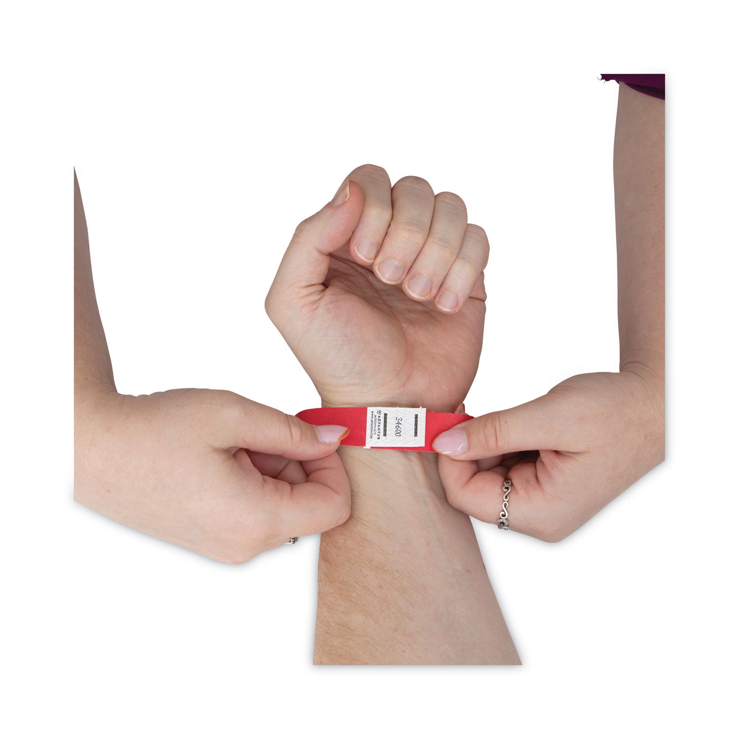Advantus Numbered Crowd Control Wristbands - 100 Pack, Red, 10