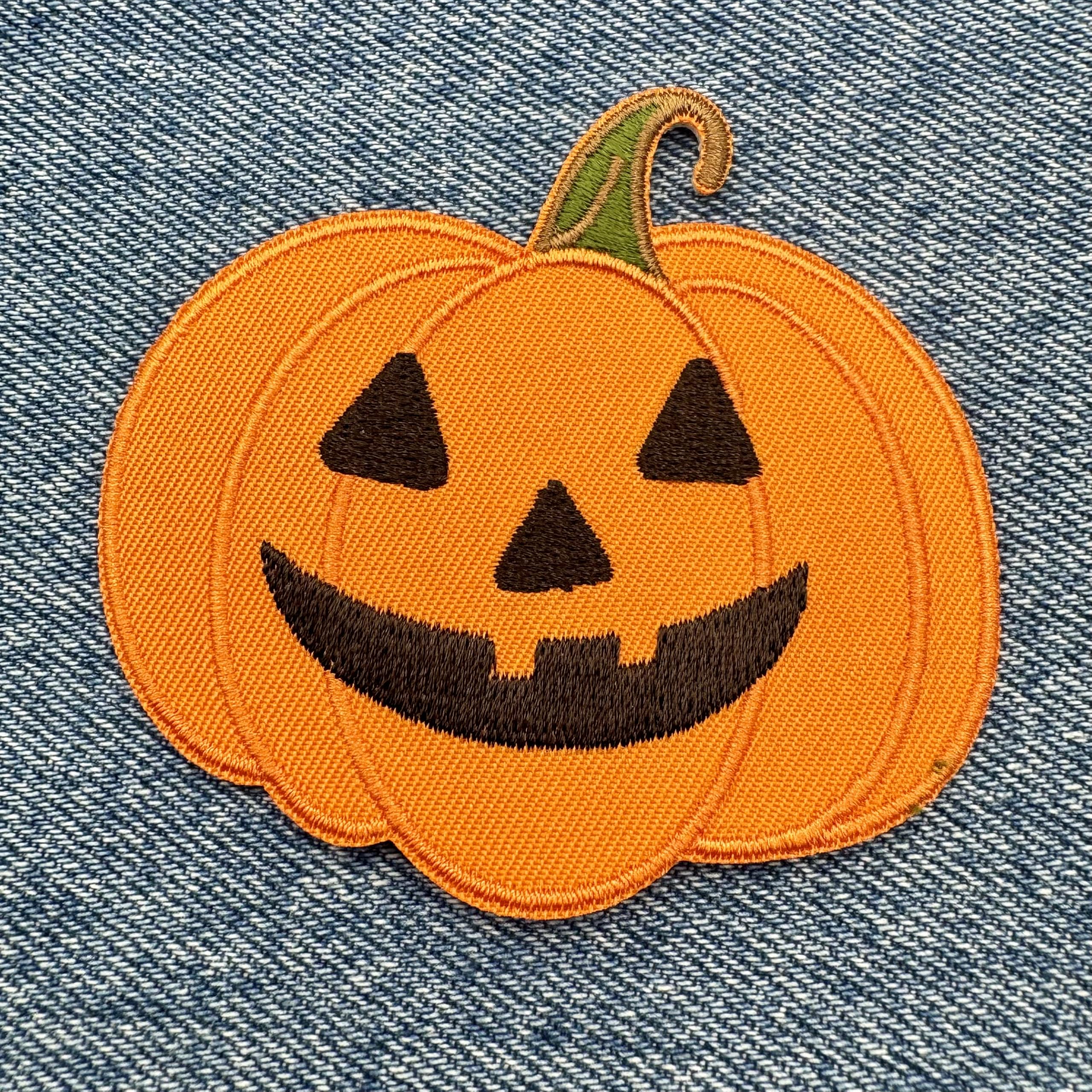 Jack O' Lantern Iron-On Embroidered Patch - Halloween Pumpkin Applique for Costumes, Bags & DIY Crafts
