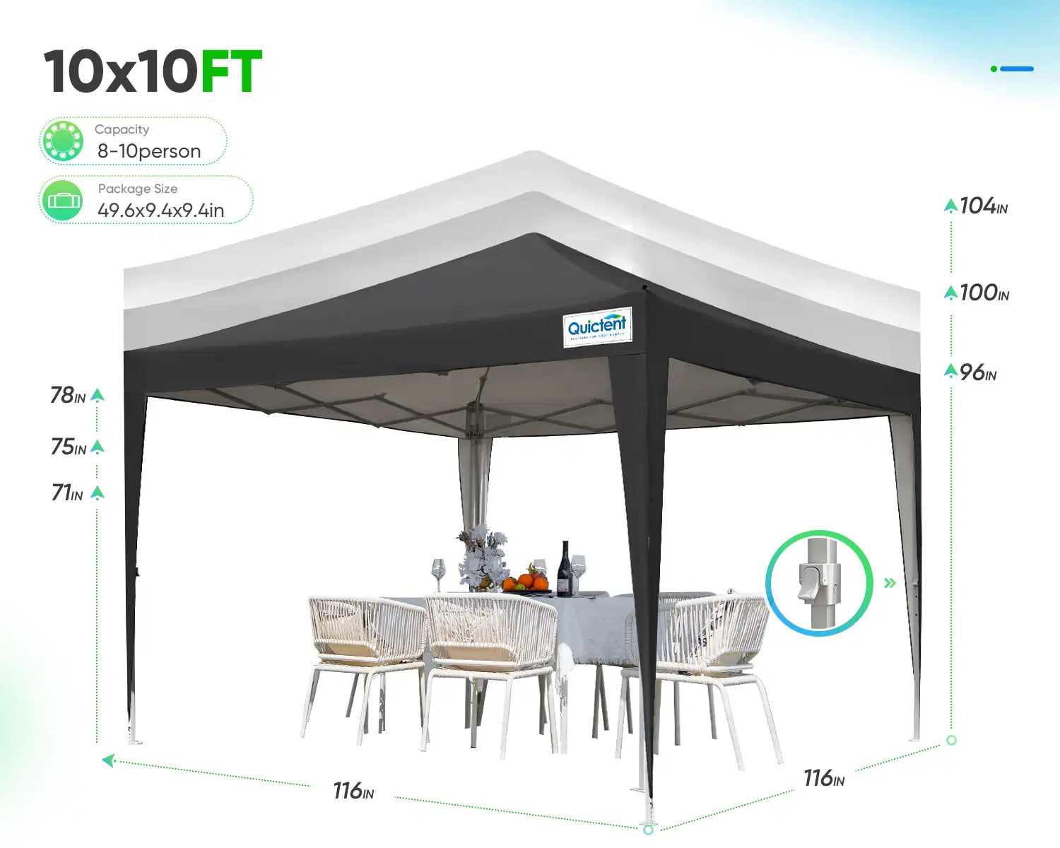 10' x 10' Pop Up Privacy Canopy Tent with Side Walls - Perfect for Outdoor Events, Beach Parties, and Backyard Gatherings