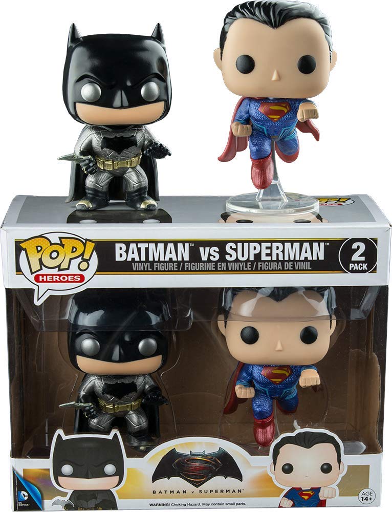 Funko DC Heroes Batman vs Superman Metallic 2-Pack Pop Vinyl Figures - Collectible Superhero Action Figures for Display & Gifts
