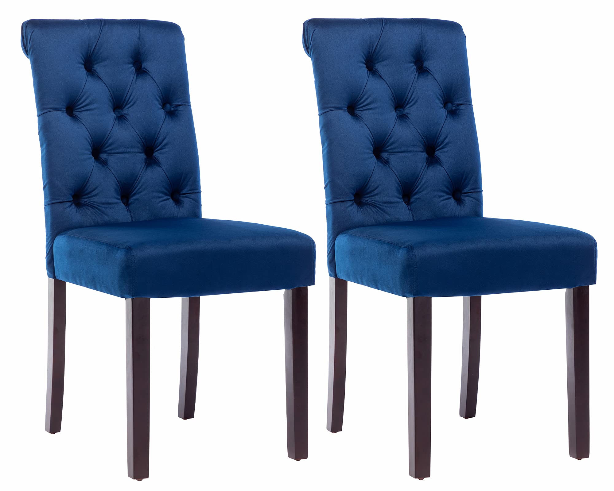 DM Furniture Tufted Velvet Upholstered Dining Chairs Set of 2 - Modern Wooden Side Chairs for Kitchen, Dining Room & Home Decor (Blue) | Elegant Seating for Dinner Parties & Family Gatherings