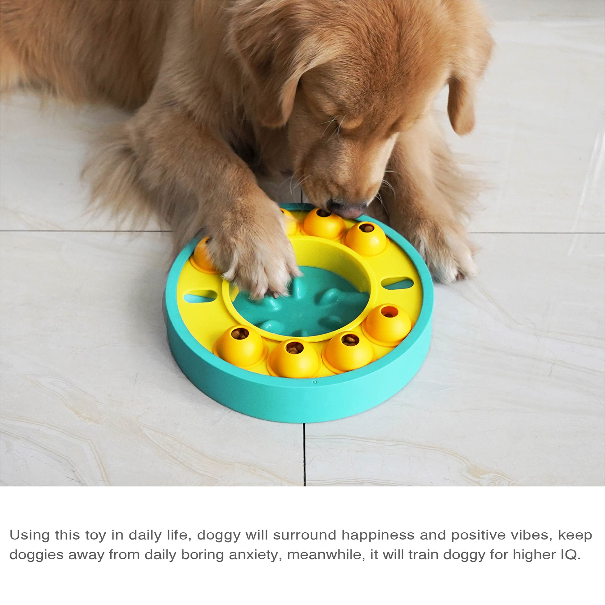 Interactive Dog Puzzle Toy for Smart Dogs - Slow Feeder & Treat Dispenser, Mental Stimulation & Boredom Relief - Turquoise - Perfect for Training, Enrichment & Mealtime Fun