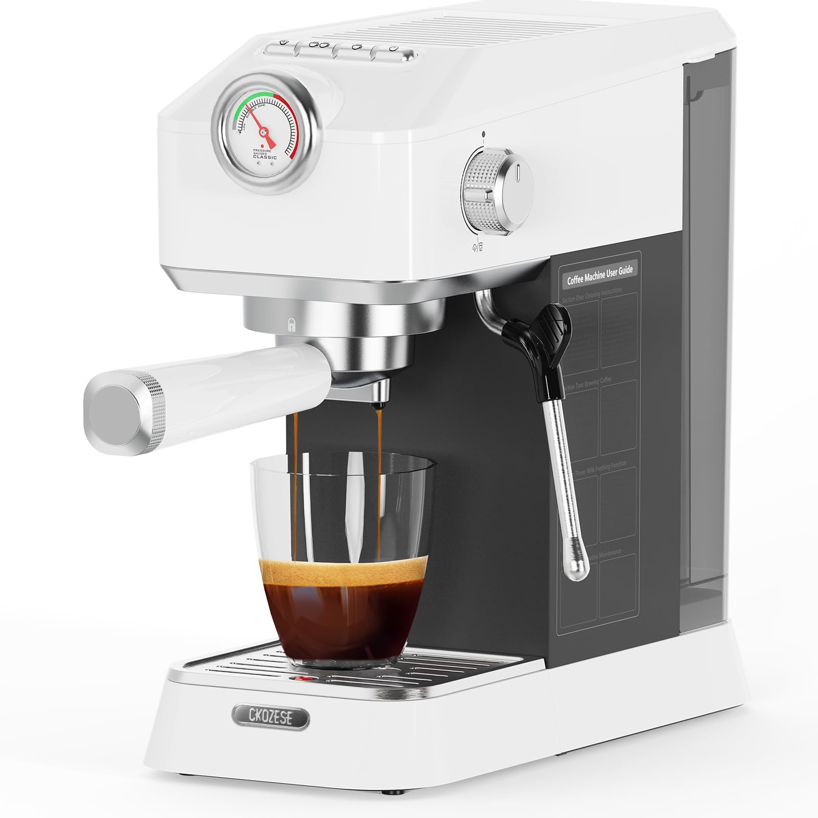 20 Bar Espresso Machine with Milk Frother - Compact Coffee Maker with 42oz Removable Water Tank - Stainless Steel for Cappuccino & Latte - Perfect for Home, Office & Small Cafes