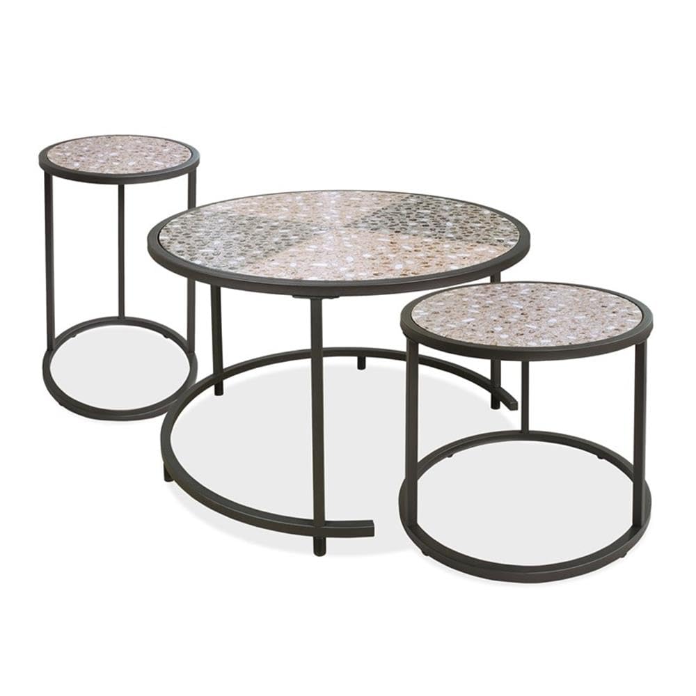 Furniture of America Jaydee Casual Metal 3-Piece Nesting Table Set in Gray - Space-Saving Living Room & Patio Side Tables for Small Spaces