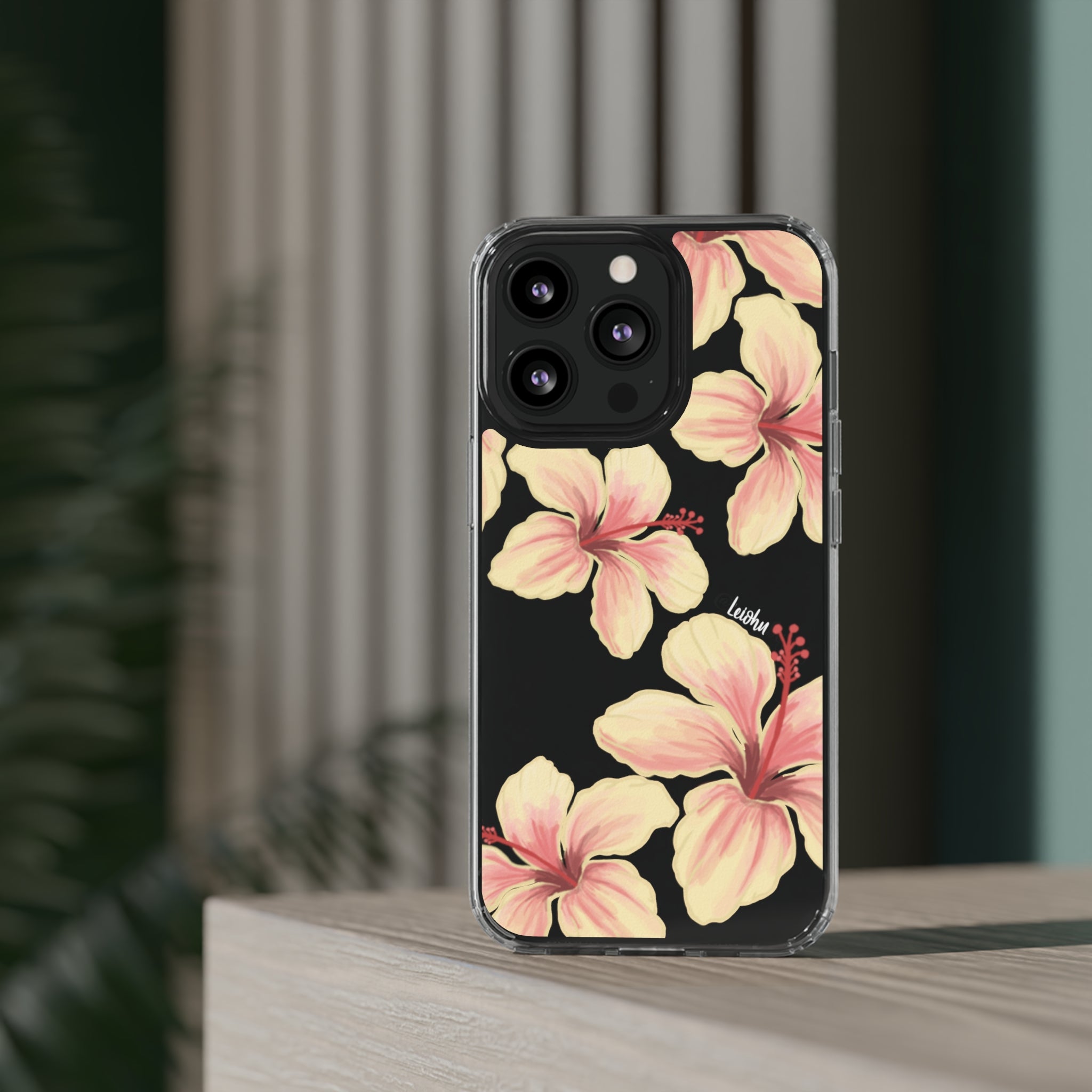 Premium Clear Hibiscus Ke'oke'o Phone Case - Shatterproof Protective Cover for iPhone & Samsung - Perfect for Beach, Travel & Everyday Use