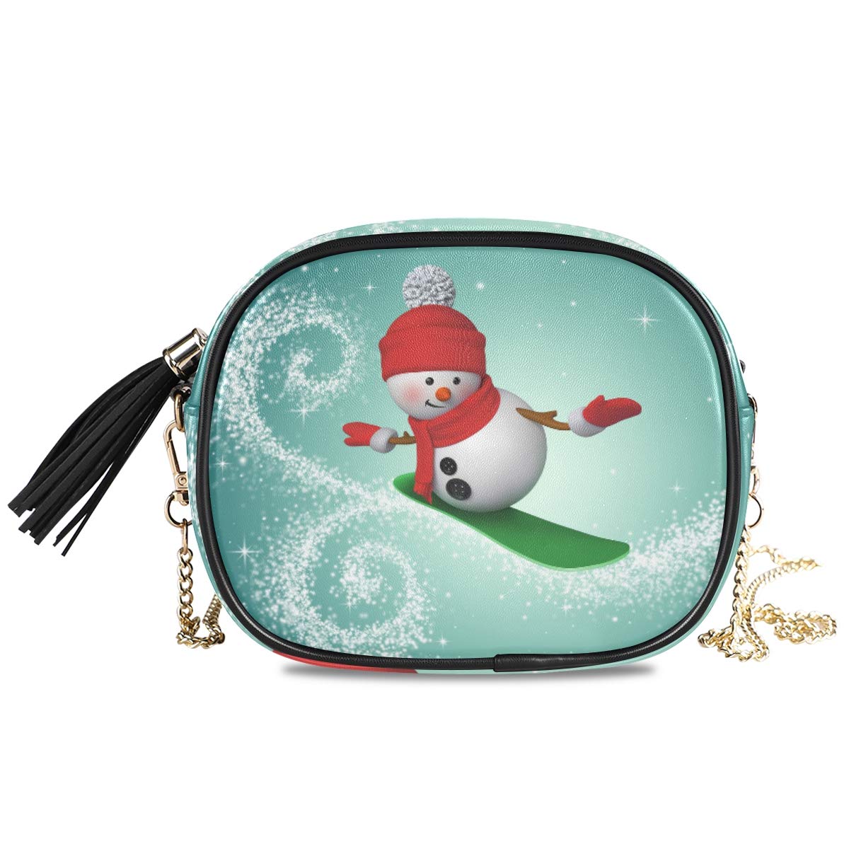 ALAZA Women's Christmas Snowman Print Handbag with Detachable Metal Chain Strap - Cute Winter Holiday Purse for Travel, Shopping & Party Outfits | Perfect Gift for Christmas & New Year