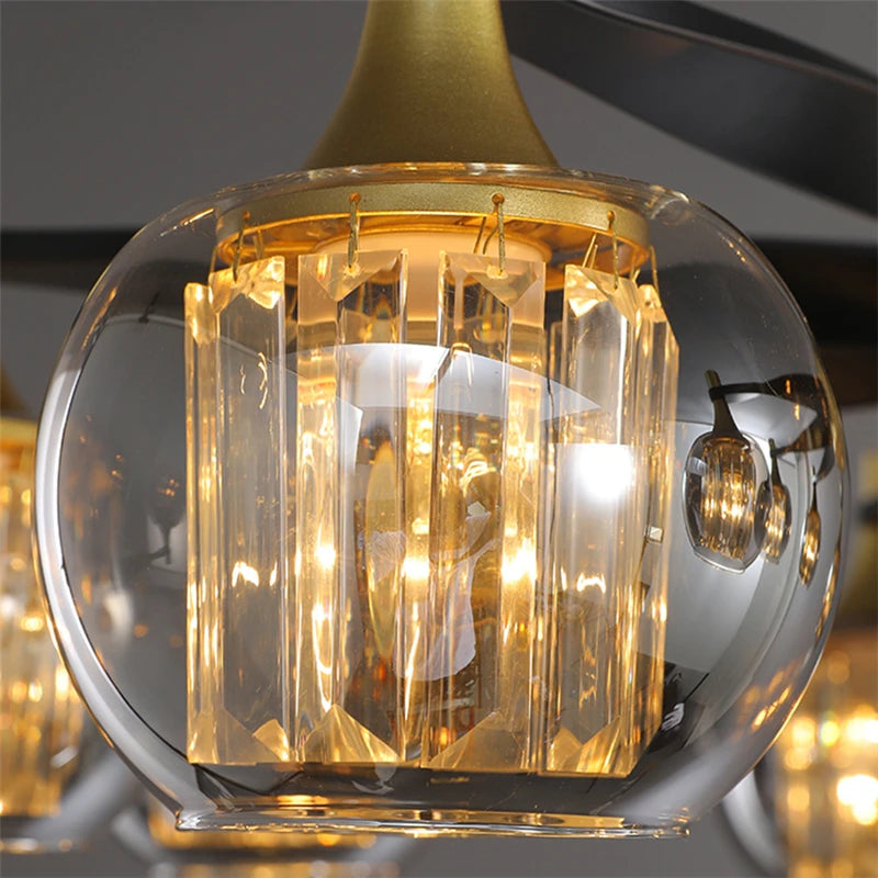 Crystal Glass Globe Multi-Light Chandelier - Elegant Modern Ceiling Lighting Fixture for Dining Room, Bedroom, or Living Room Decor