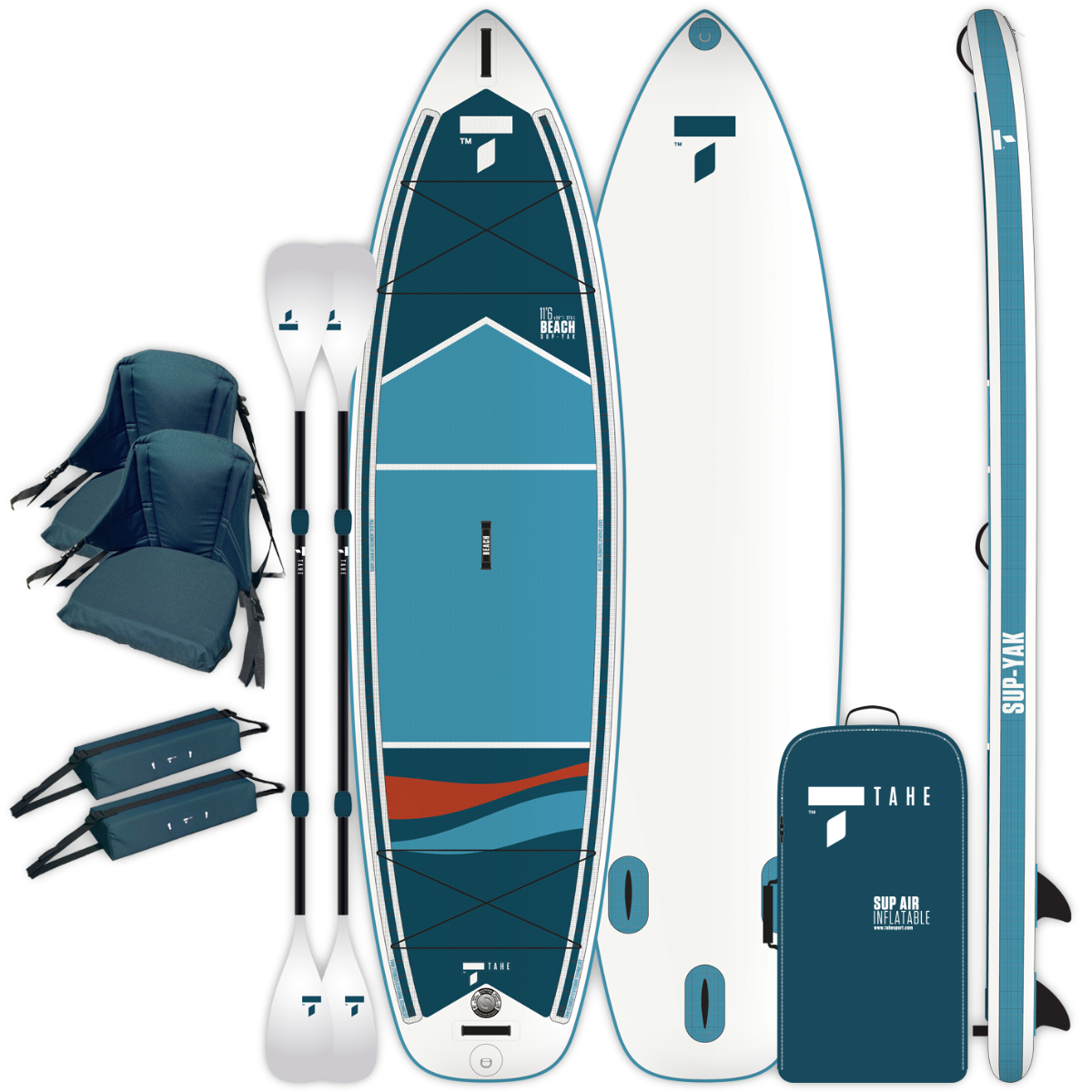 11'6 Inflatable Stand Up Paddle Board & Kayak Combo - Premium SUP with Paddle, Pump, Leash for Beach, Lake, River, Ocean Paddling & Fishing
