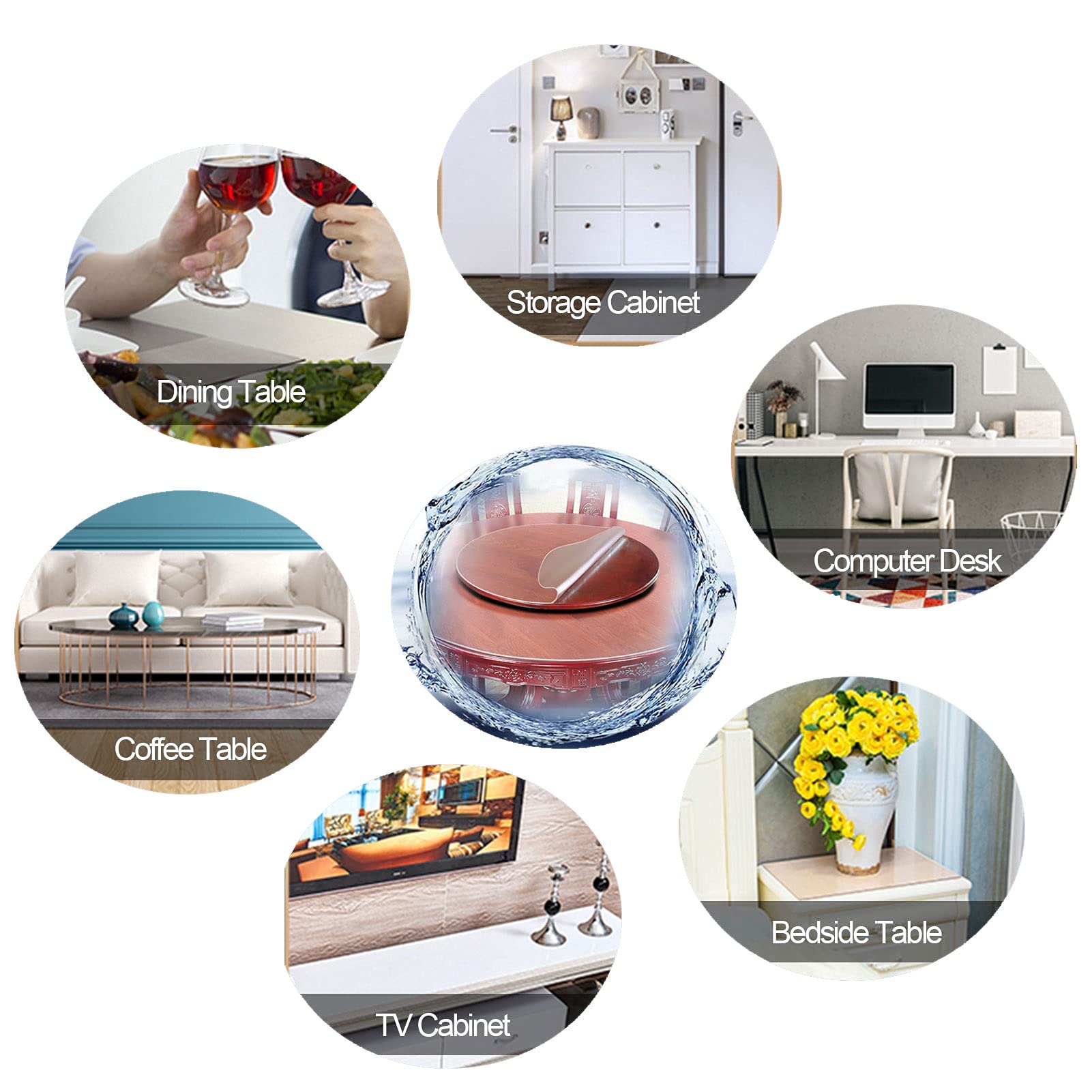 Clear PVC Dining Table Protector Pad Cover - Heat Resistant 2mm Thick Plastic Tablecloth for Kitchen & Dining Room - Round Table Top Protector Mat for Everyday Use & Special Occasions