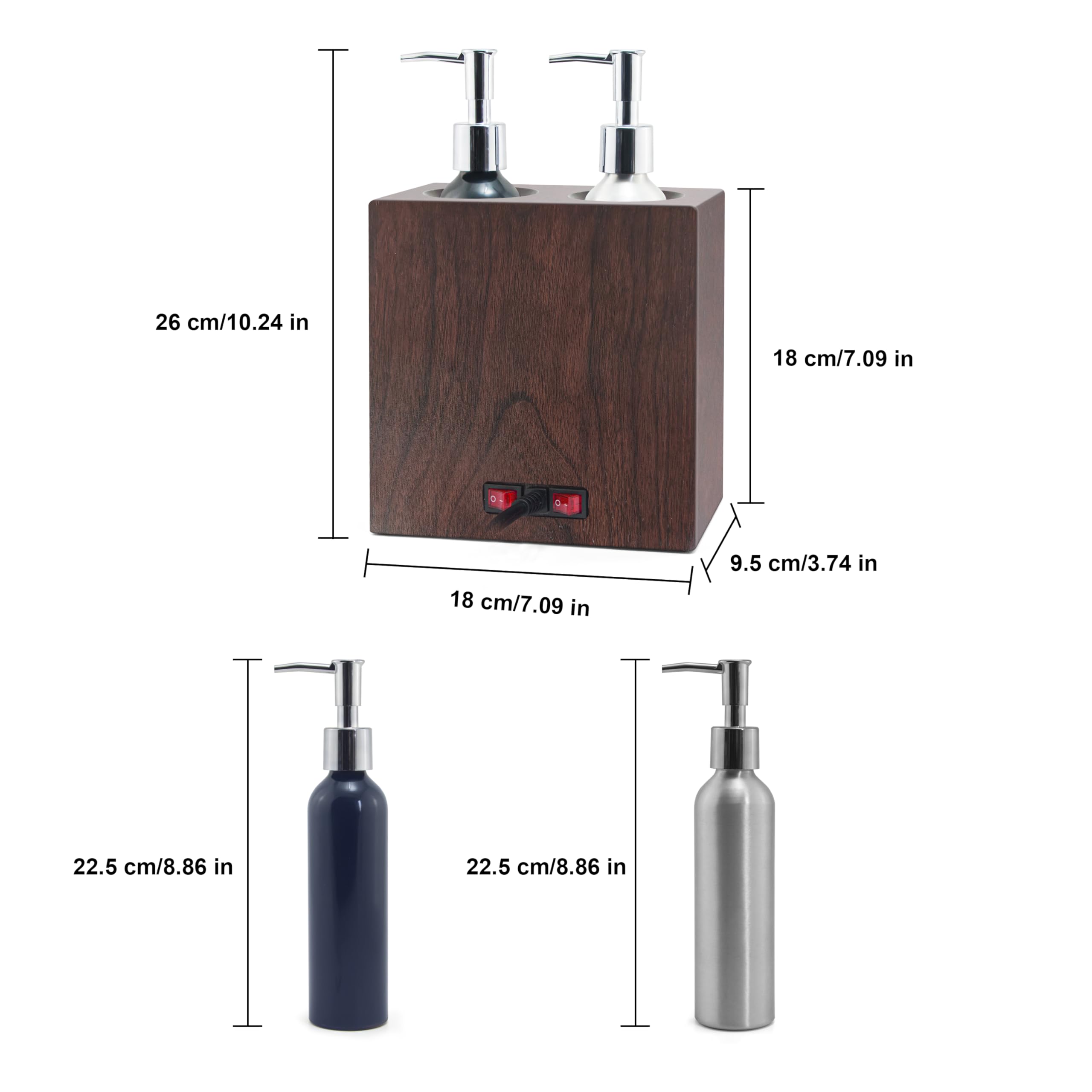 Elitzia Dual Bottle Massage Oil Warmer with Independent Heating Control - 4 Oil Pumps & Lotion Warmer (122-140°F) - Perfect for Spa, Salon, and Home Relaxation Therapy