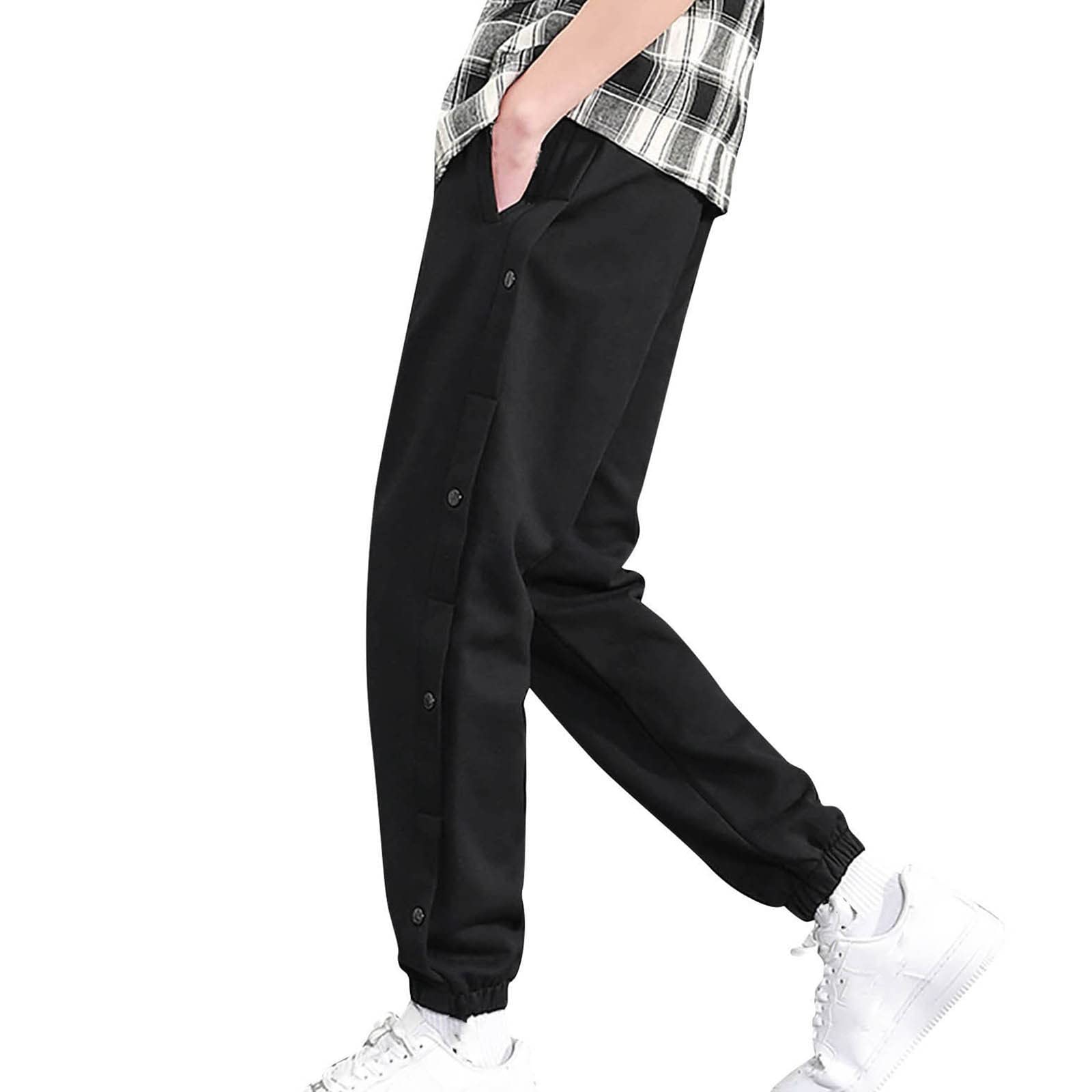 Men's Casual Cropped Sports Pants with Button & Pockets - Lightweight Comfortable Joggers for Gym, Running, Travel & Everyday Wear