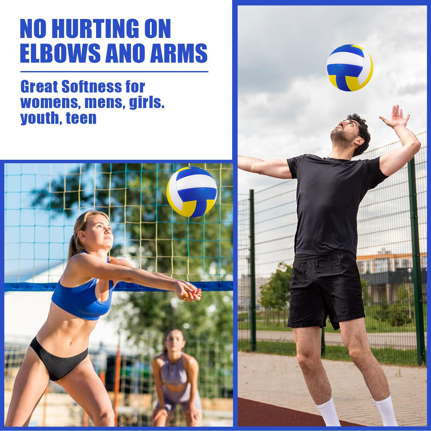 6 Pack Official Size 5 Volleyballs - Soft Outdoor Volleyball Set with Pump for Women, Men, Girls & Adults - Perfect for Beach, Pool, Indoor, Water & Sand Volleyball Games