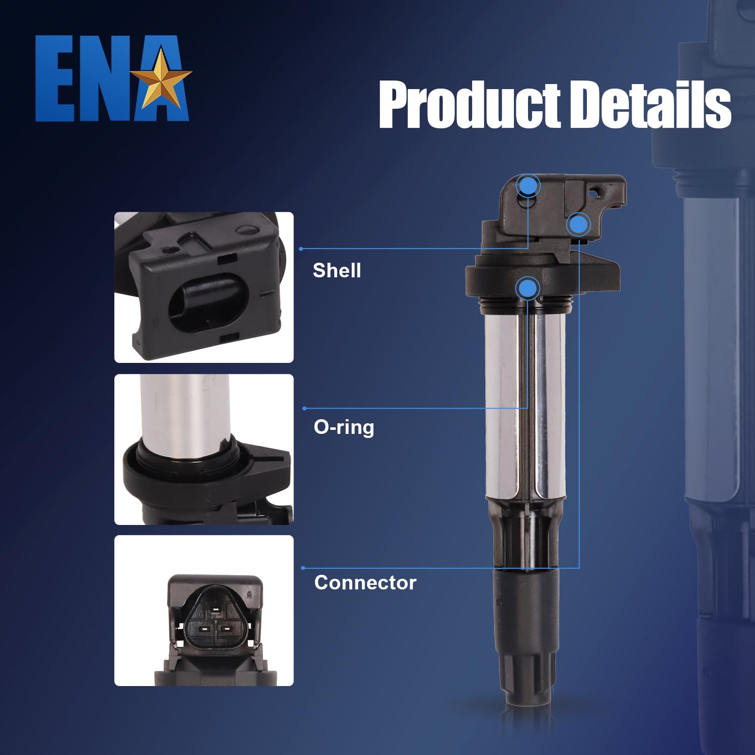 ENA Set of 4 High Performance Ignition Coil Pack Compatible with BMW 120i 2005-2007 2.0L Engine - Direct Replacement for UF515 - Improves Engine Performance & Fuel Efficiency for Smooth Driving