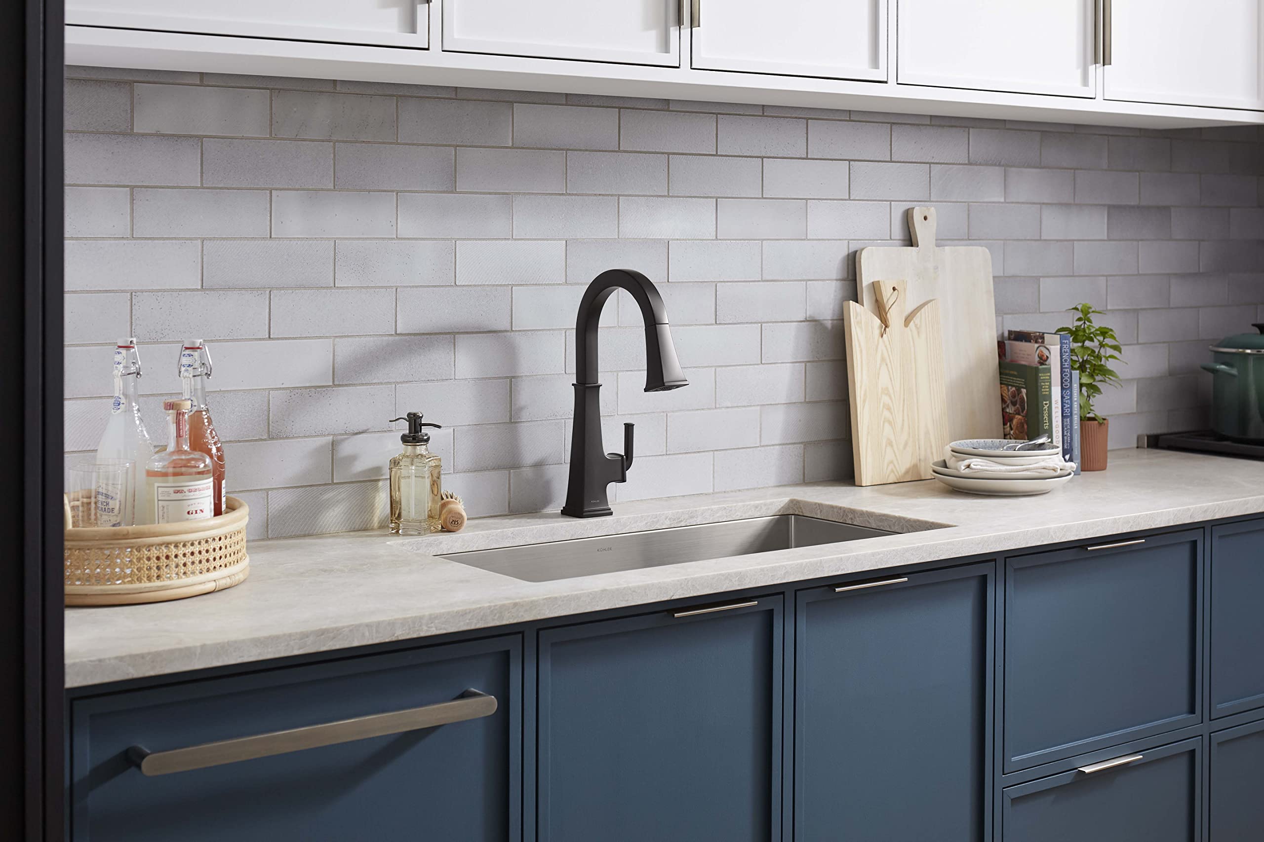 Kohler 23832-2BZ Riff Touchless Kitchen Sink Faucet with Pull Down Sprayer, Oil Rubbed Bronze, Ideal for Modern Kitchens and Busy Households